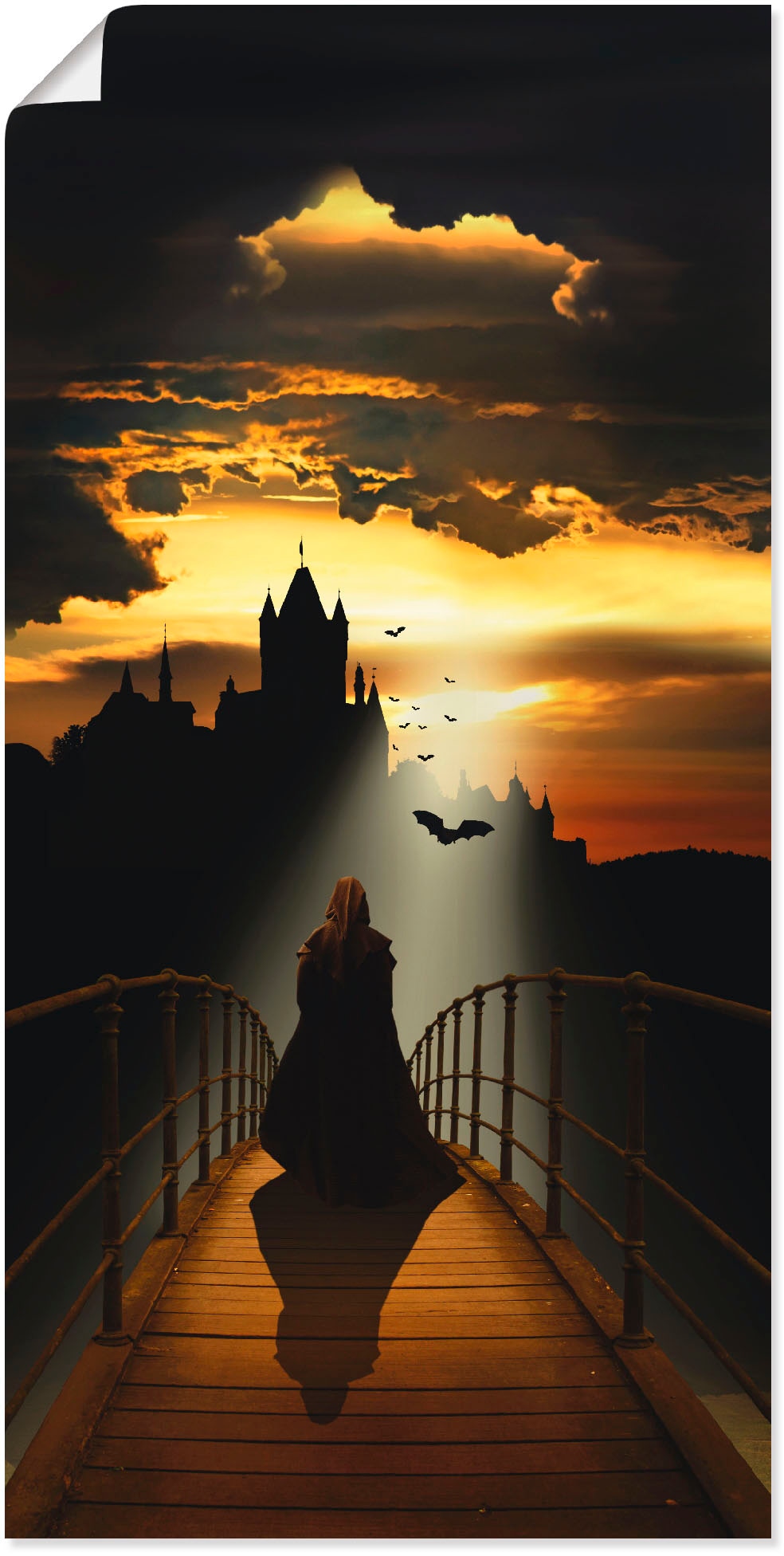 Image of Artland Poster "Der Mönch auf dem Weg zur Burg" Dark Fantasy 1 Stk. tlg. ohne Rahmen