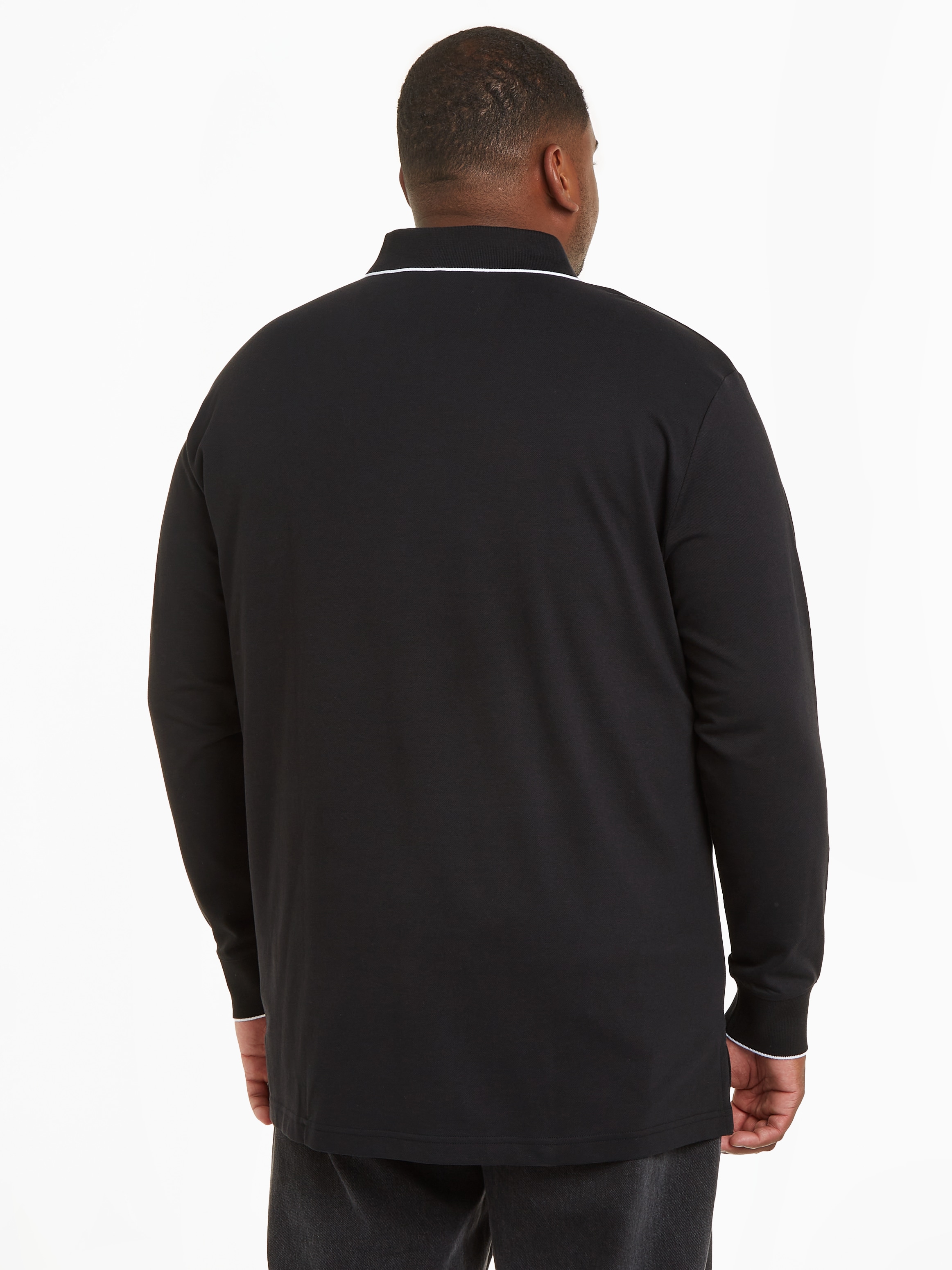 Calvin Klein Big&Tall Poloshirt »BT_STRETCH PIQUE TIPPING LS POLO«, mit Markenlabel