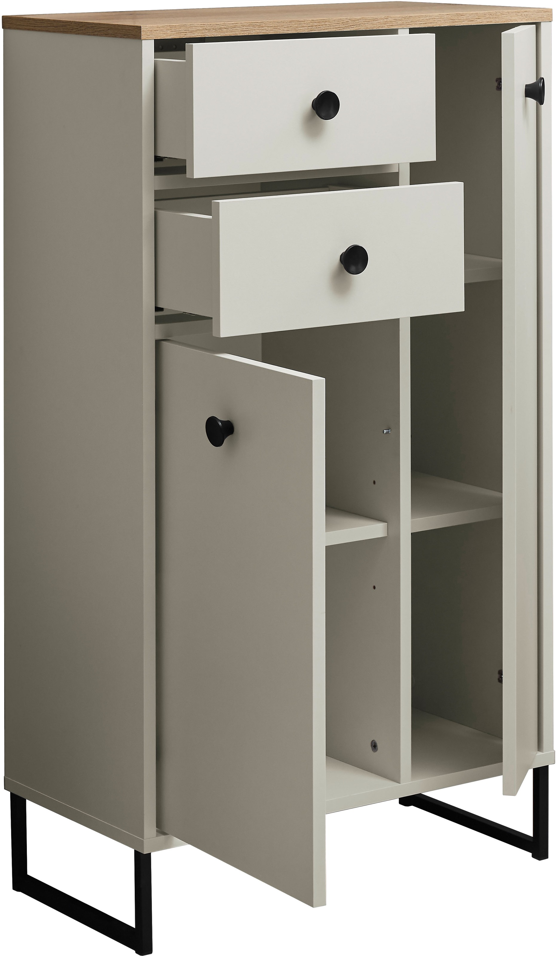 BASIC by Balculina Armoire intermédiaire »Linea« 1 cuis tlg. Largeur 38cm, pieds profilés en U, tiroir sous plan