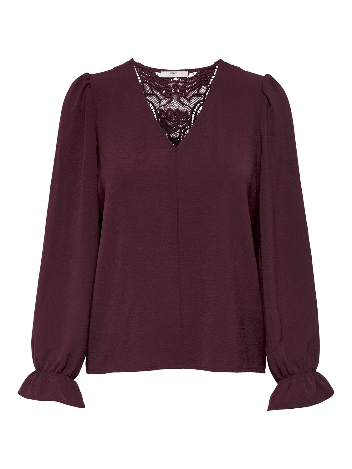 ONLY Blouse en dentelle »ONLMETTE L/S LACE TOP WVN« fibre synthétique, coupe régulière