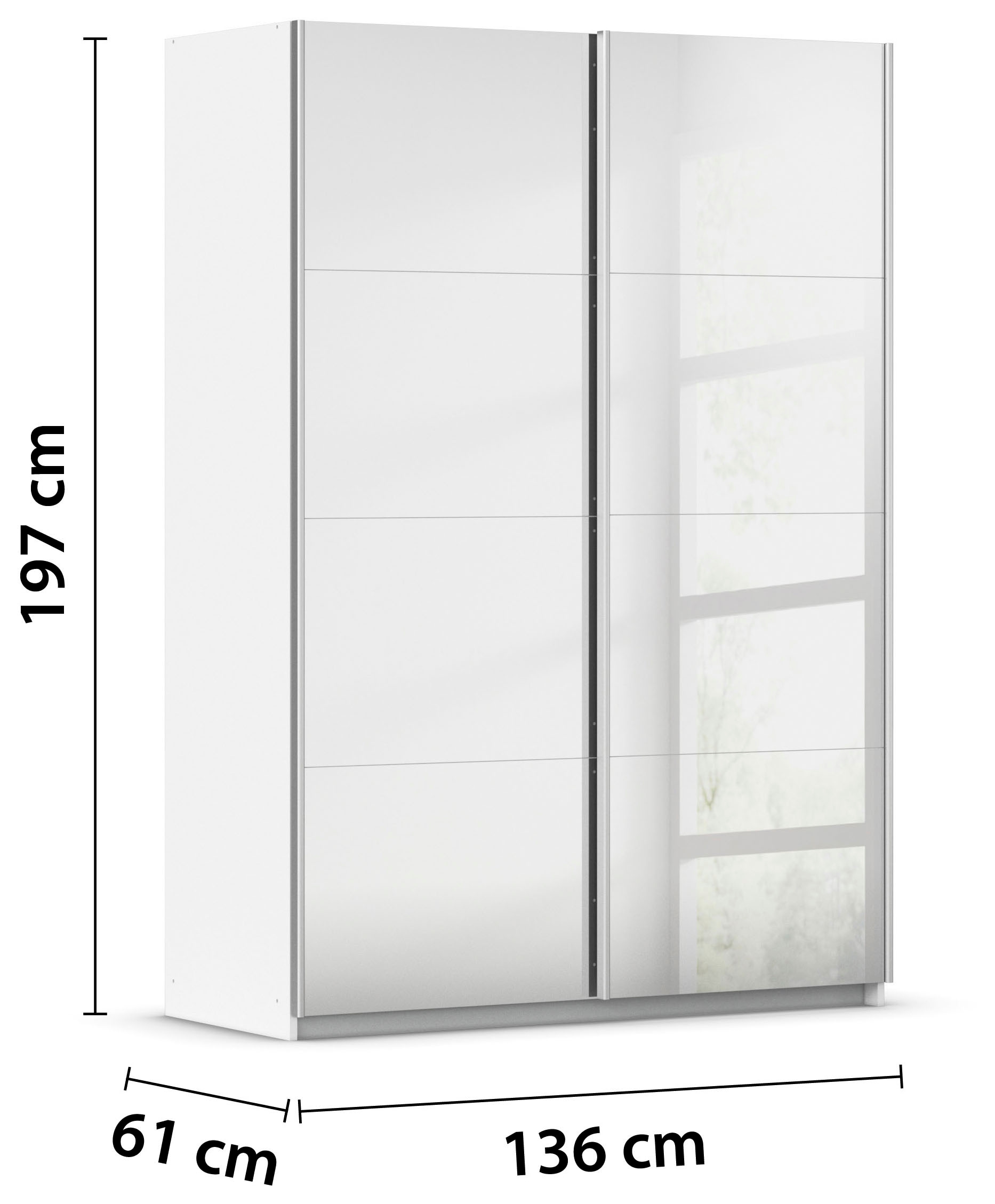 rauch Schwebetürenschrank »Subito Kleiderschrank Bestseller« Schlafzimmerschrank Garderobe mit 8 Spiegelelementen