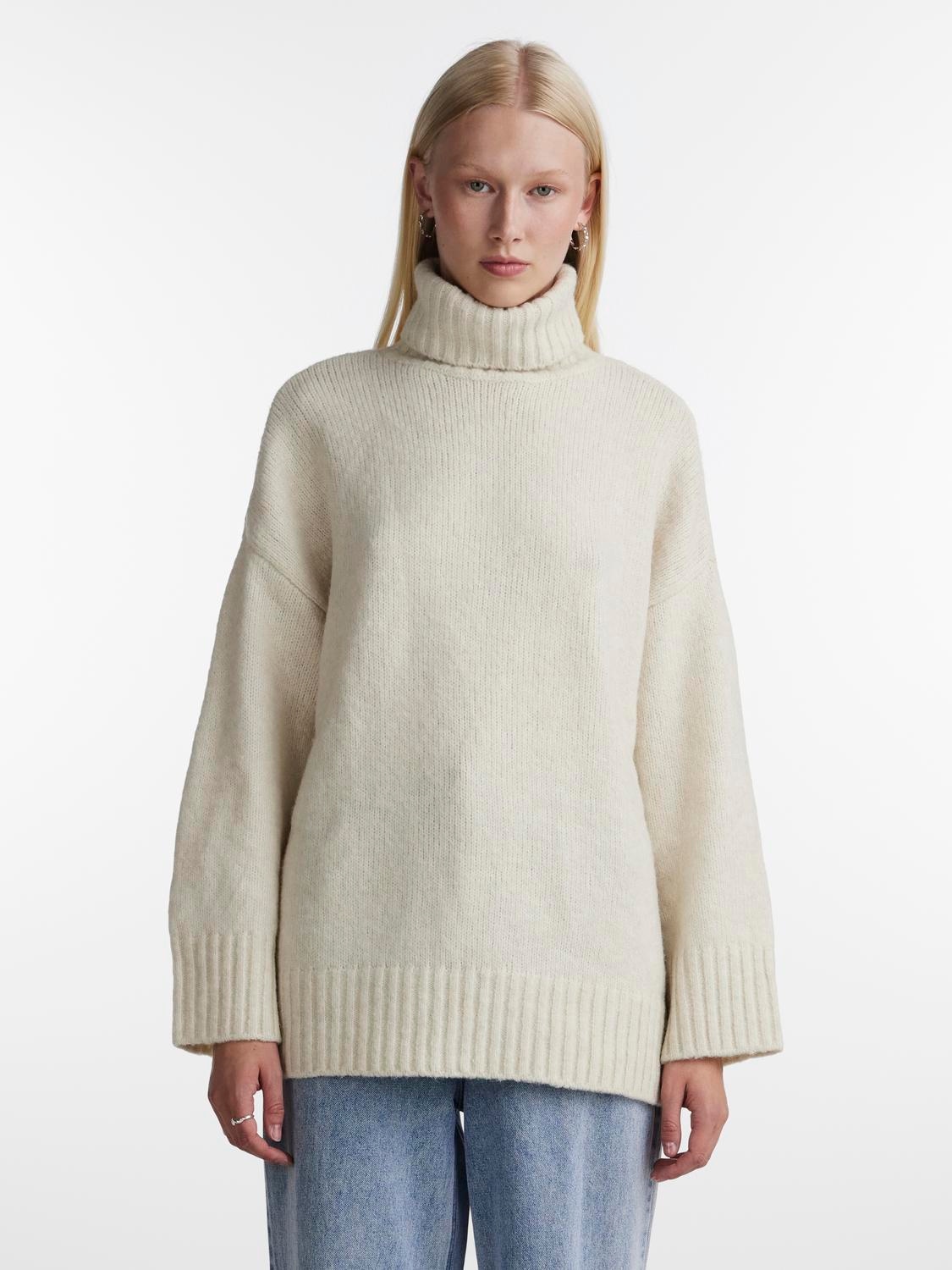 pieces Rollkragenpullover »PCNANCY LS LOOSE ROLL NECK KNIT NOOS BC«