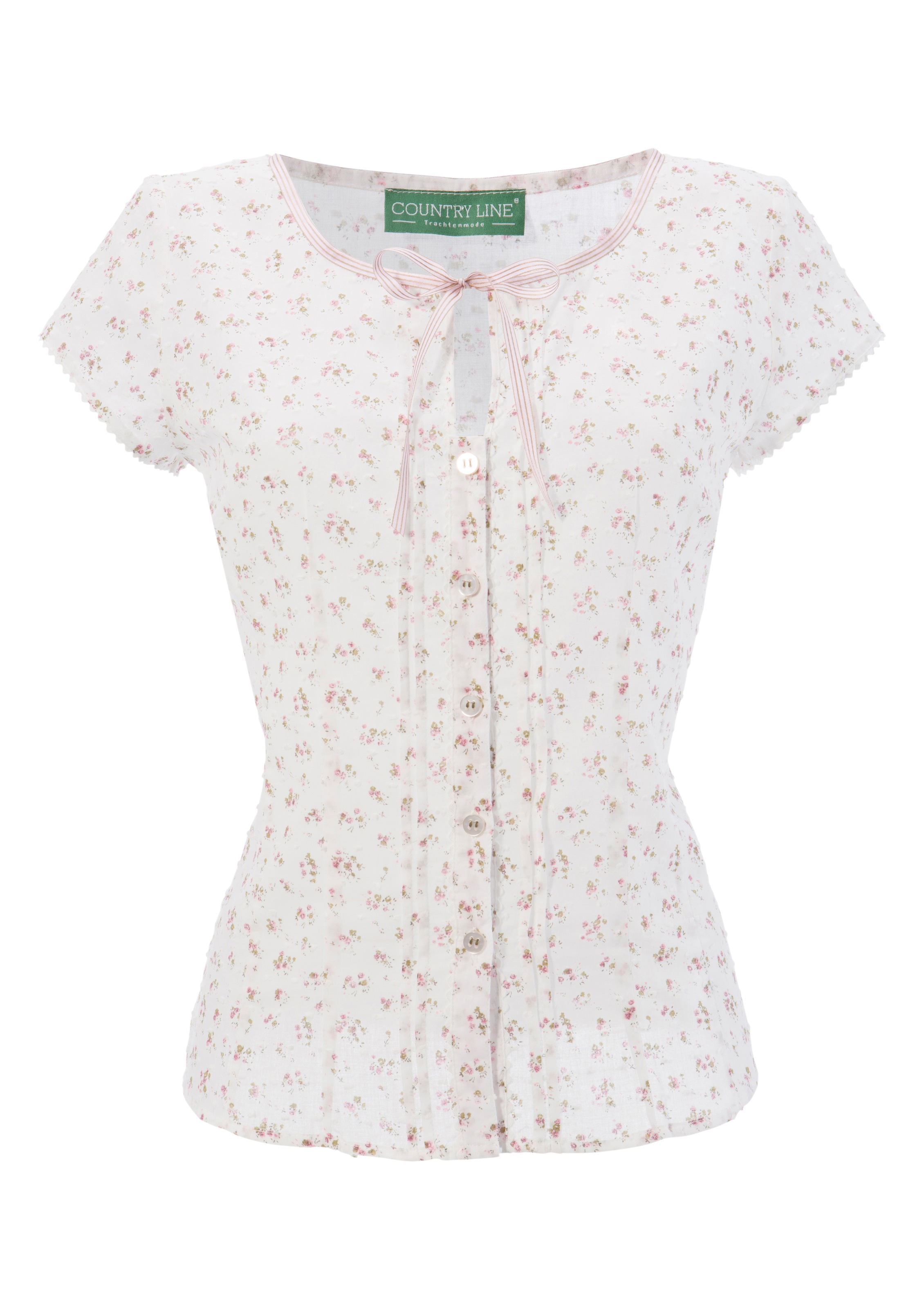 Trachtenbluse Damen mit Zierband am Ausschnitt