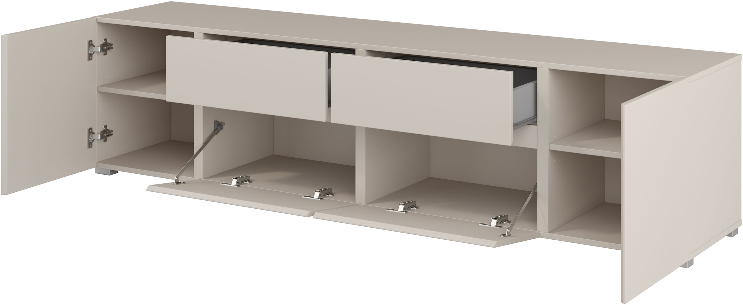 GOODproduct Table basse »Metric,Breite 195cm, grifflose Lowboard 2Klappen/2Schubkästen/2Tür« TV-Schrank mit viel Stauraum, TV-Board