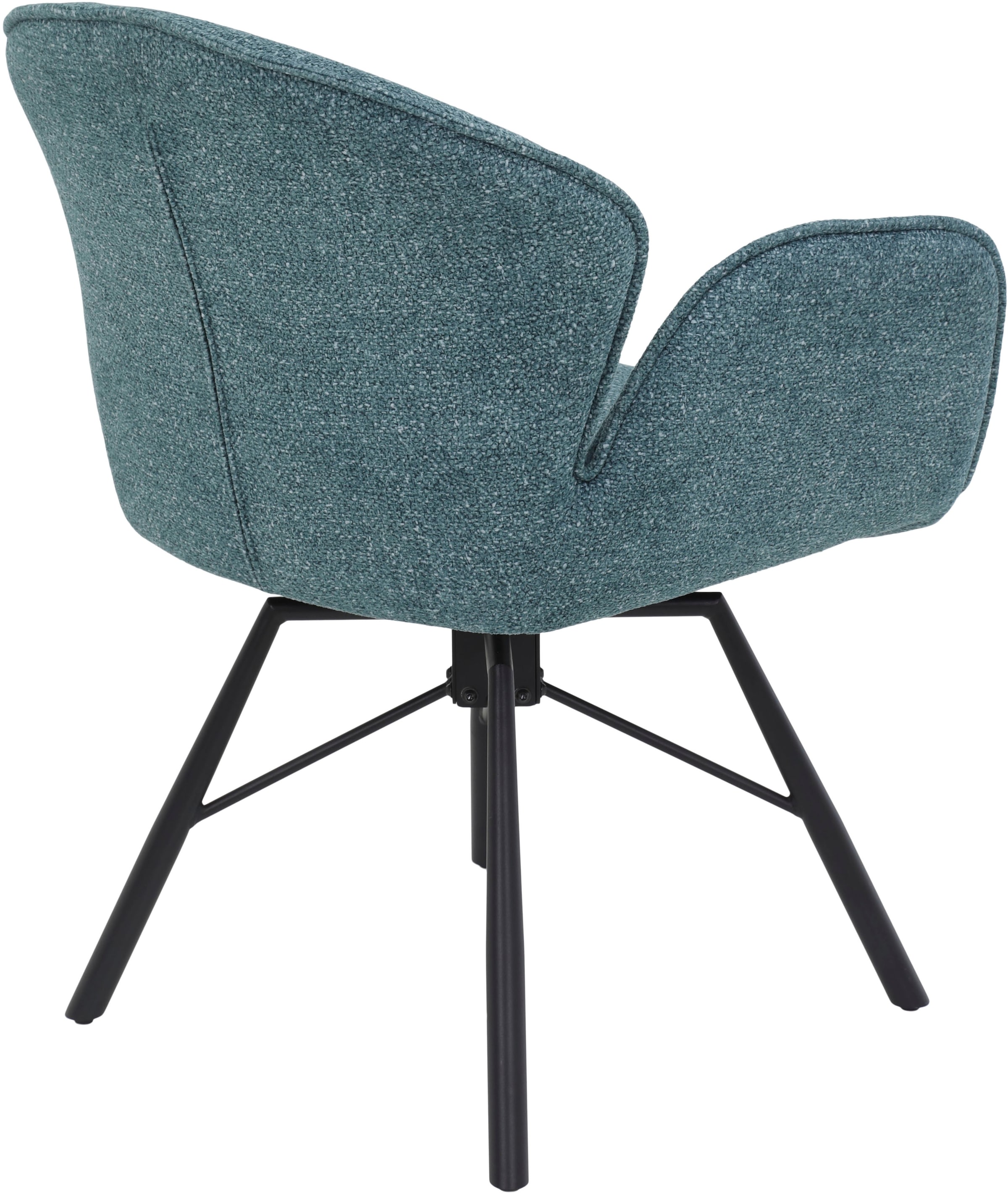 HELA 4-Fussstuhl »BRISTOL, Armlehnen Stuhl, Sessel, Esszimmerstuhl«, (Set), 2 St., Microfaser-Bouclé, 360° drehbar mit Auto-Return,gepolstert,Boucléoptik,Armlehnen