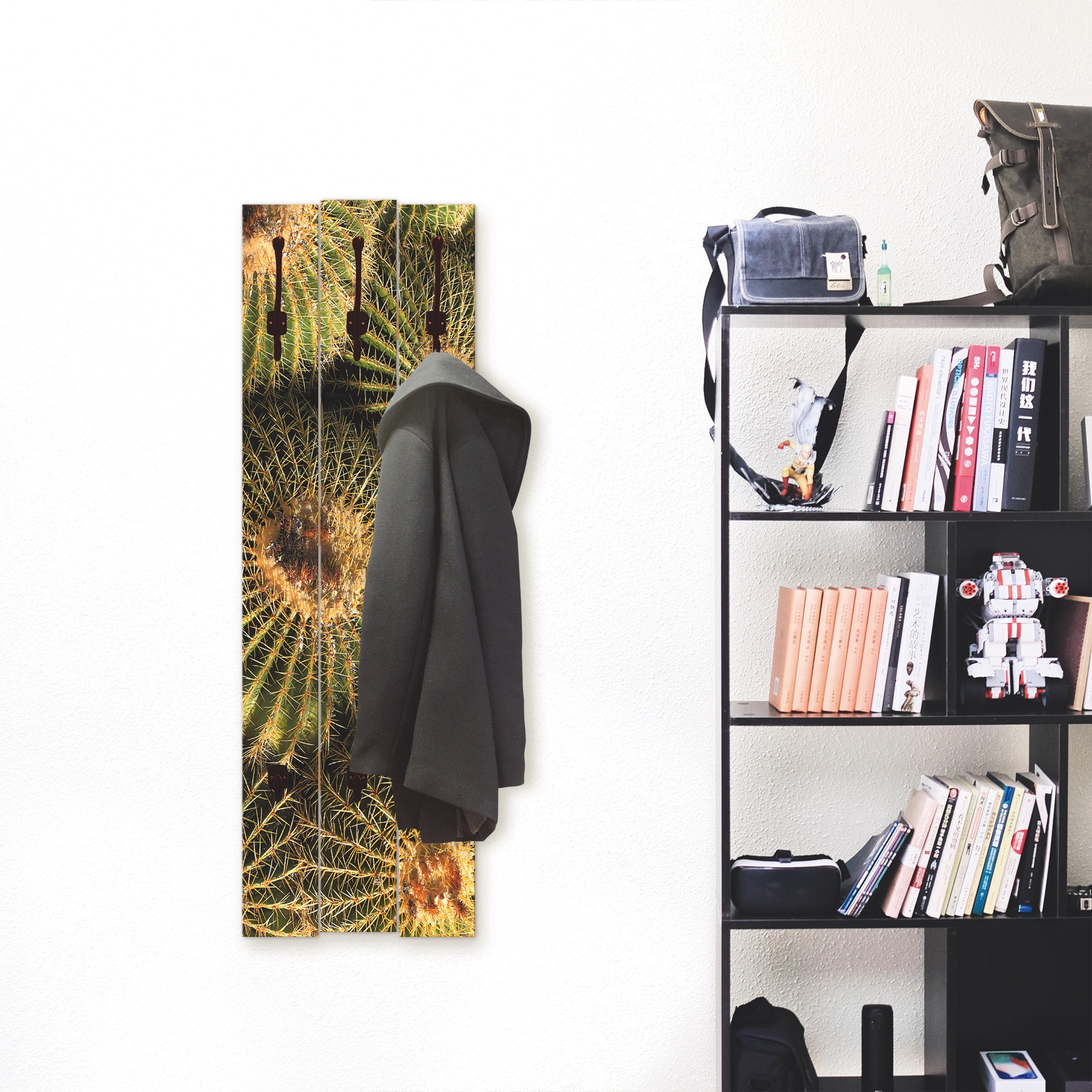 Image of Artland Garderobenleiste »Arizona goldfarbenen barrels«, platzsparende Wandgarderobe aus Holz mit 5 Haken, geeignet für kleinen, schmalen Flur, Flurgarderobe bei Ackermann Versand Schweiz