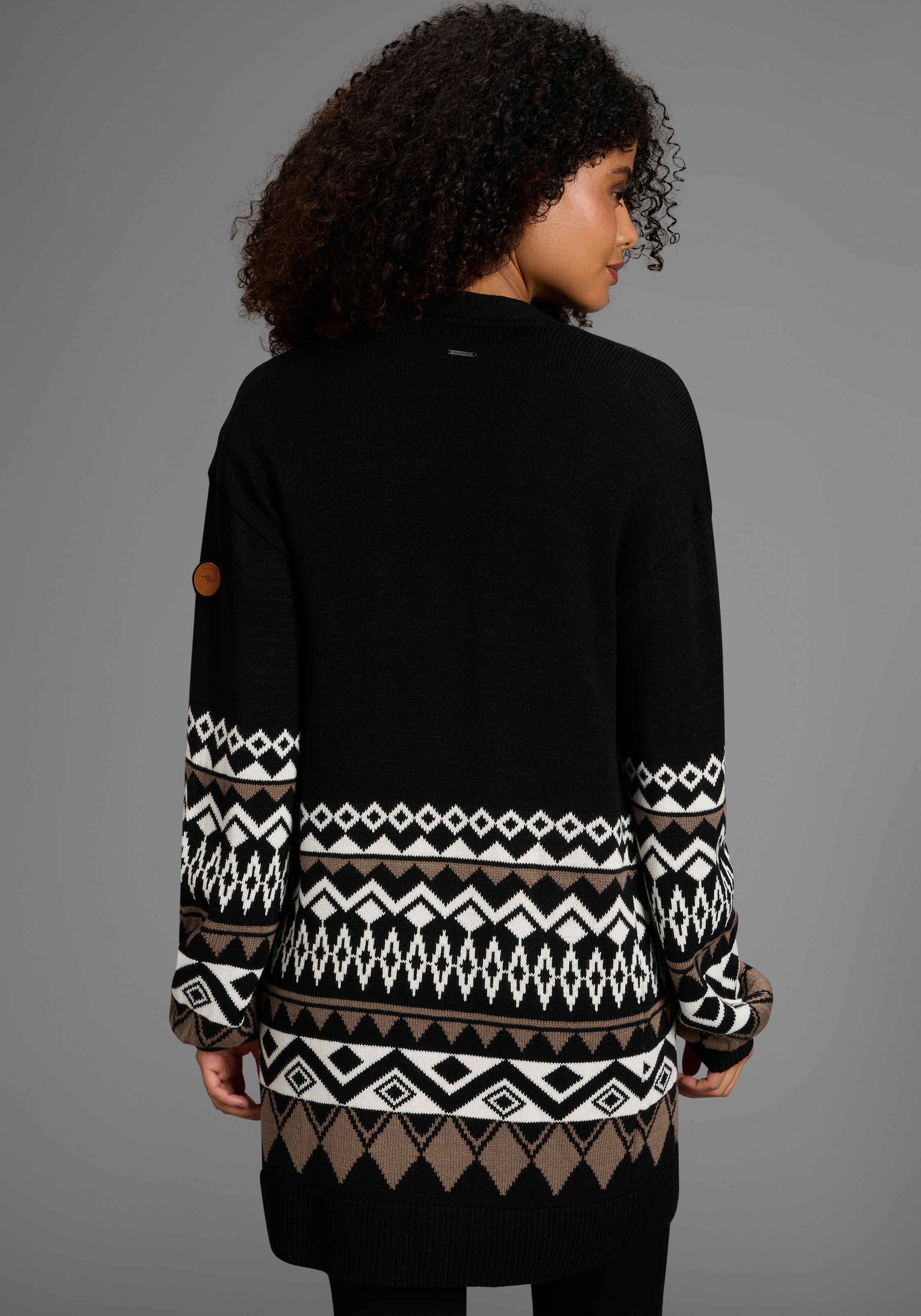 KangaROOS Cardigan long in offener Form im Norweger Muster