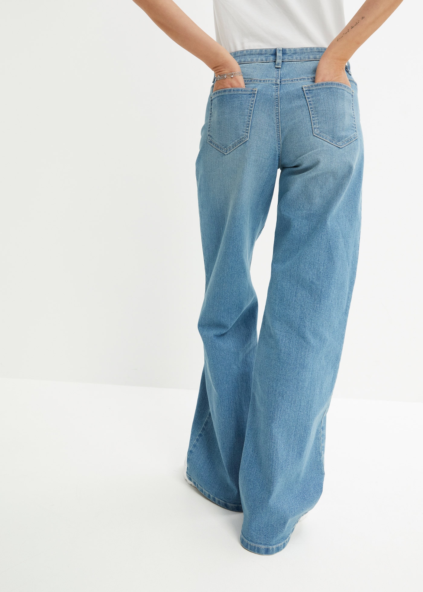 bonprix Loose Fit, 5-Pocket-Style, Wide-Leg Jeans, Mid Waist