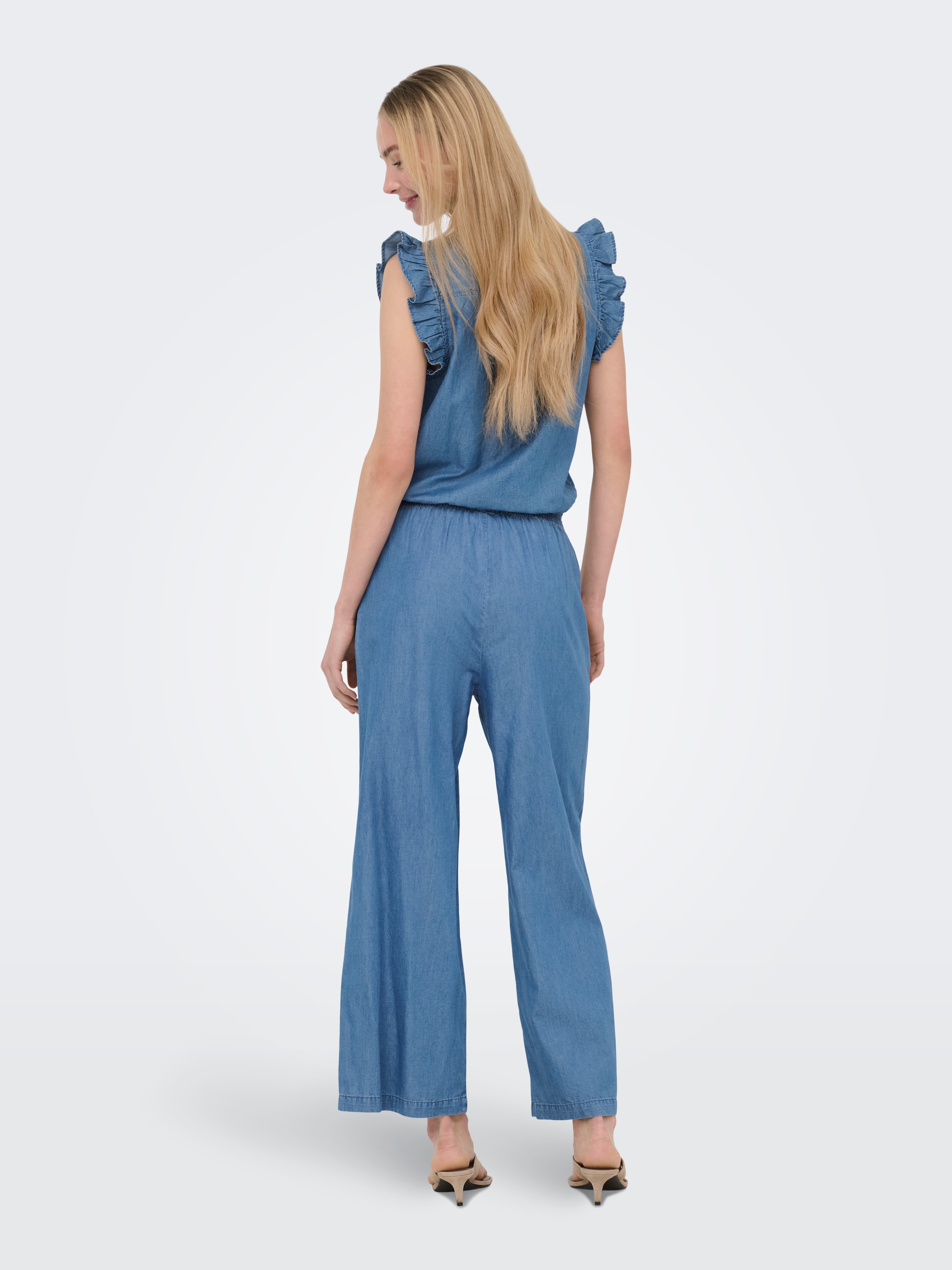 ONLY Jeans large »ONLETTY-BEA ELASTIC WIDE DNM QYT« Mélange de coton, taille régulière