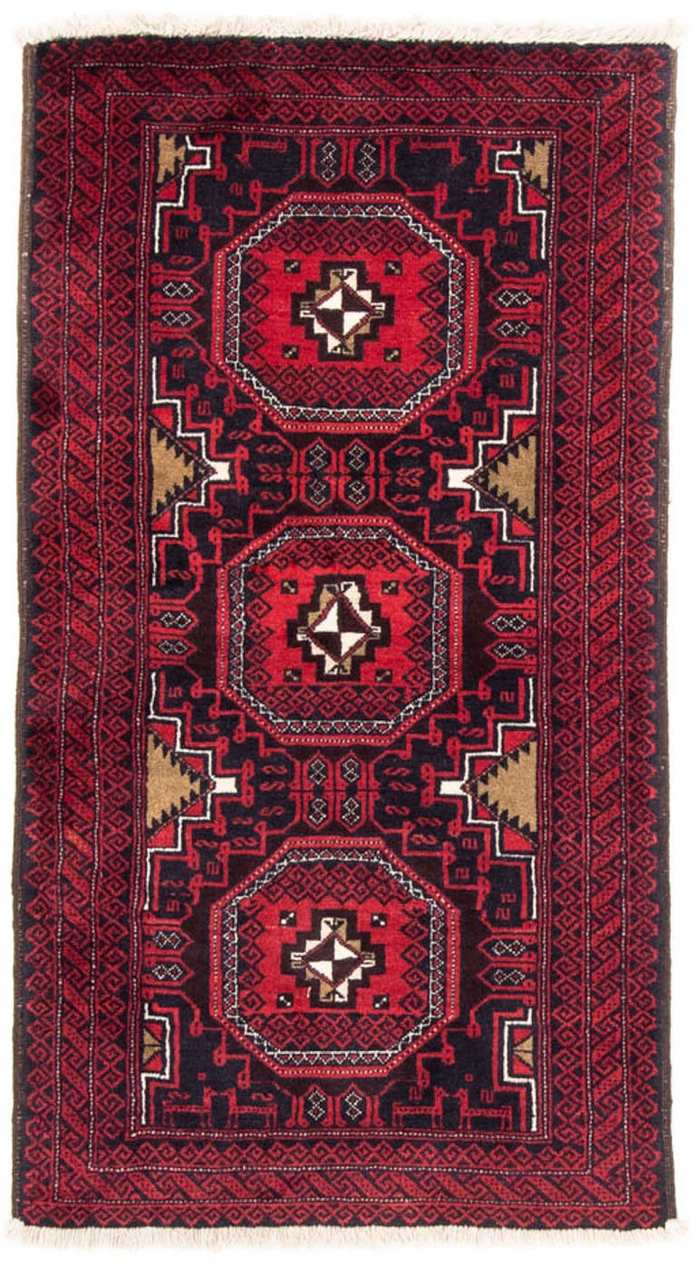 Image of morgenland Hochflor-Läufer »Belutsch Medaillon Rosso scuro 175 x 95 cm«, rechteckig, 0,8 mm Höhe, Handgeknüpft bei Ackermann Versand Schweiz