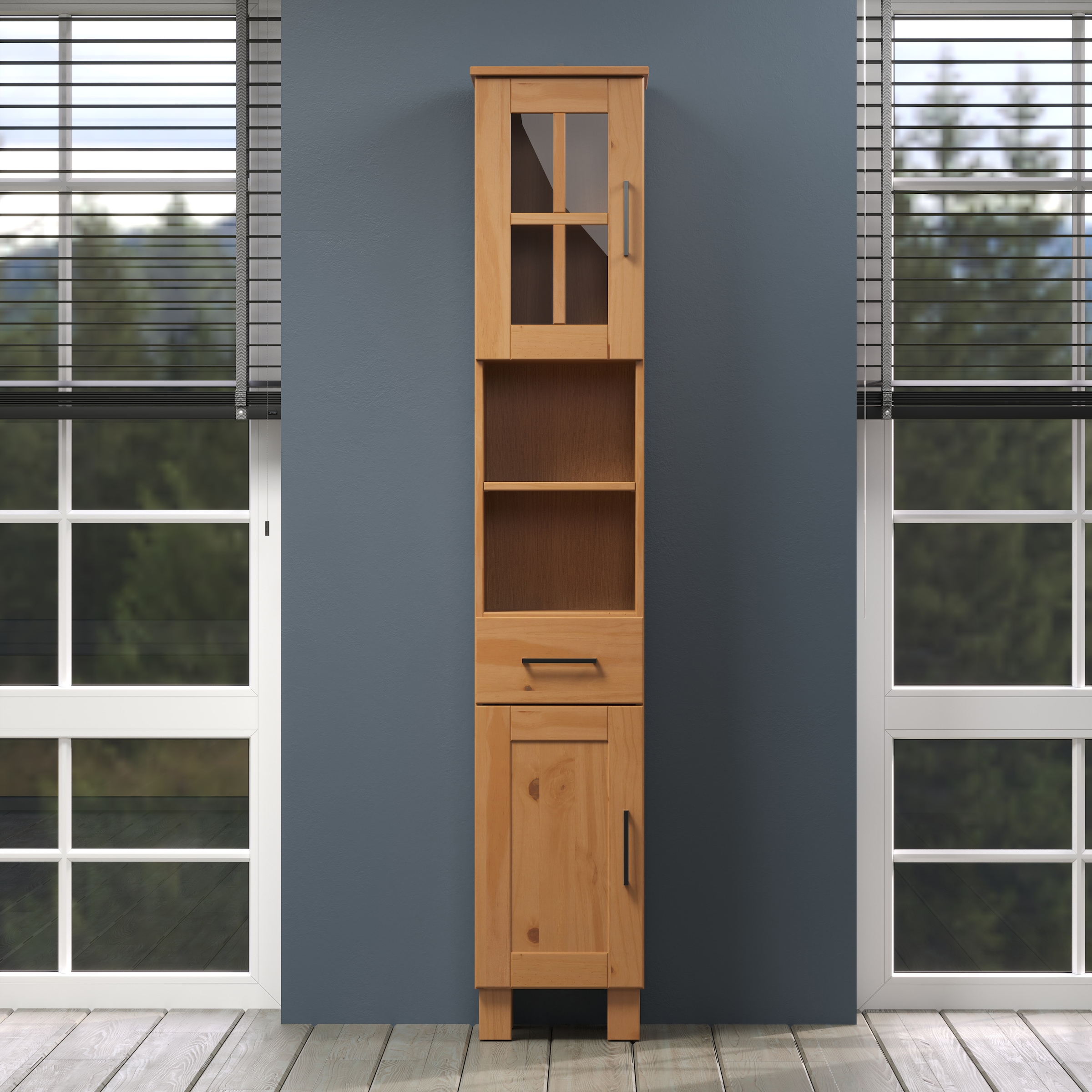 welltime Hochschrank »Ulea«, (1 St.), Badschrank aus Massivholz mit Schubkasten - Masse (B/T/H) 33/30/180 cm