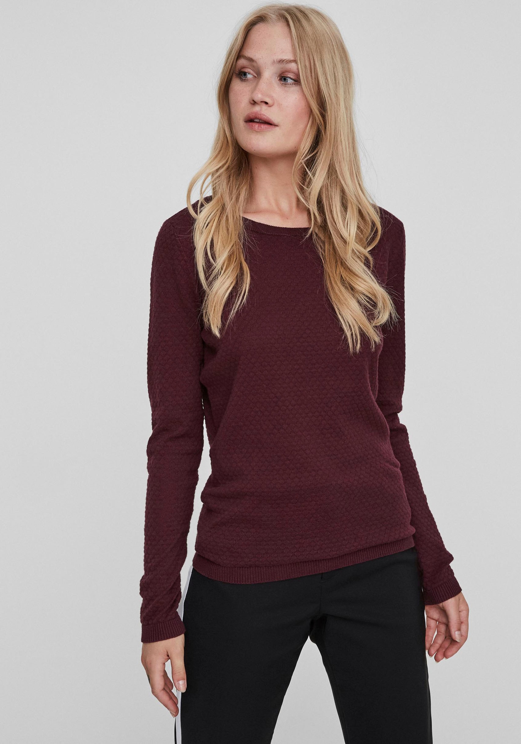 Image of Vero Moda Rundhalspullover "VMCARE STRUCTURE LS O-NECK BLOUSE" aus Bio-Baumwolle