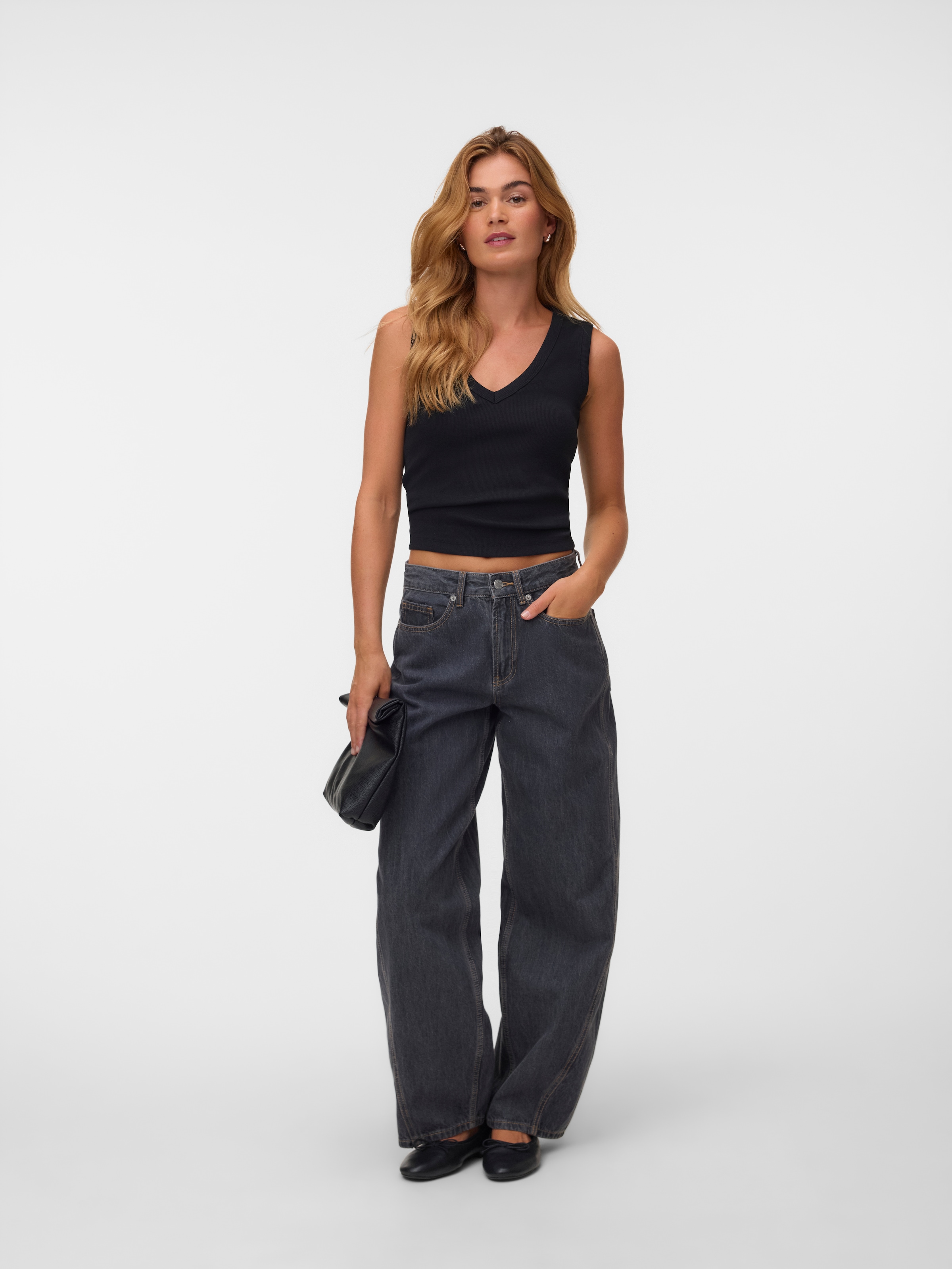 Vero Moda Jeans large »VMZOE MR BARREL DNM JEANS LI223 NOOS« coton, taille mi-haute, coupe ample