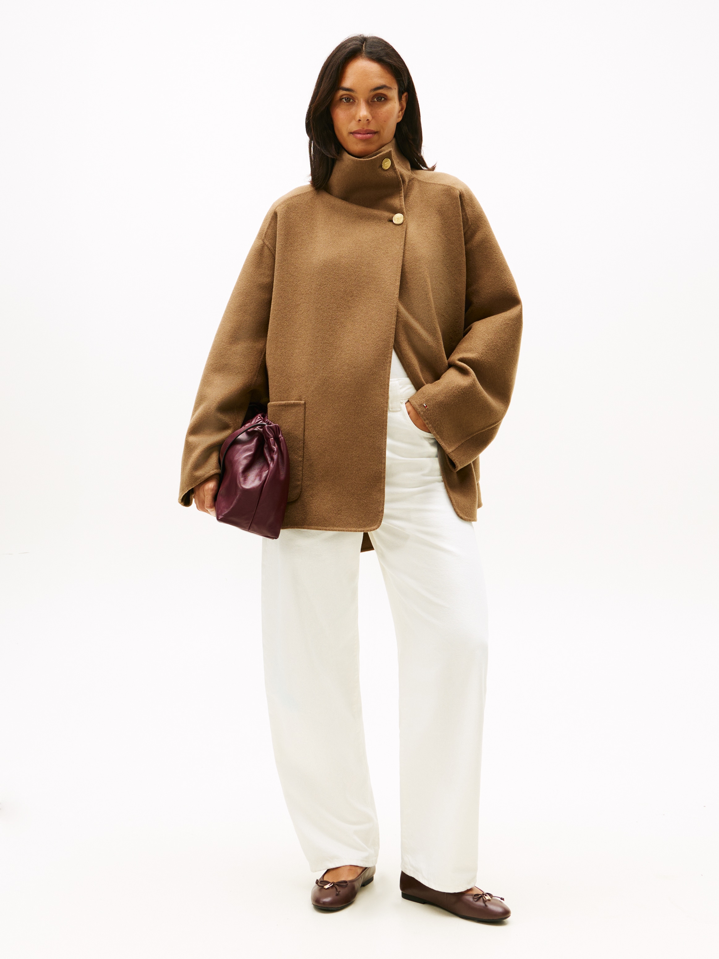 Tommy Hilfiger Manteau court »DF WOOL GB FUNNEL NK COAT« mit Wolle