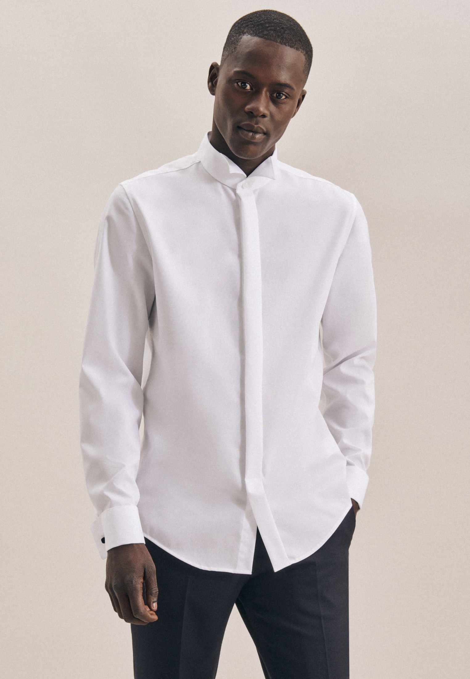 Image of seidensticker Smokinghemd »Slim«, Slim Langarm Kläppchenkragen Uni bei Ackermann Versand Schweiz