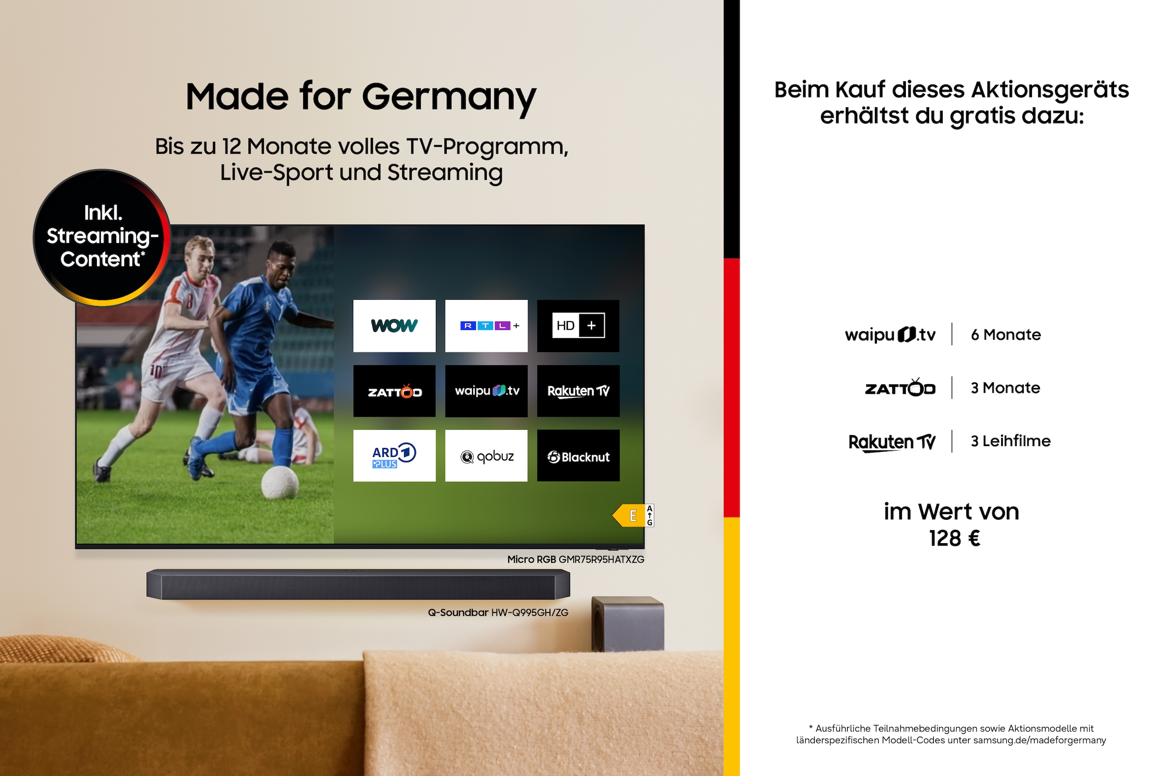 Samsung Téléviseur LED »GU32F6009FU« 80 cm/32 HDR, Q-Symphony, Dolby Surround Sound, Triple Tuner, Smart-Hub