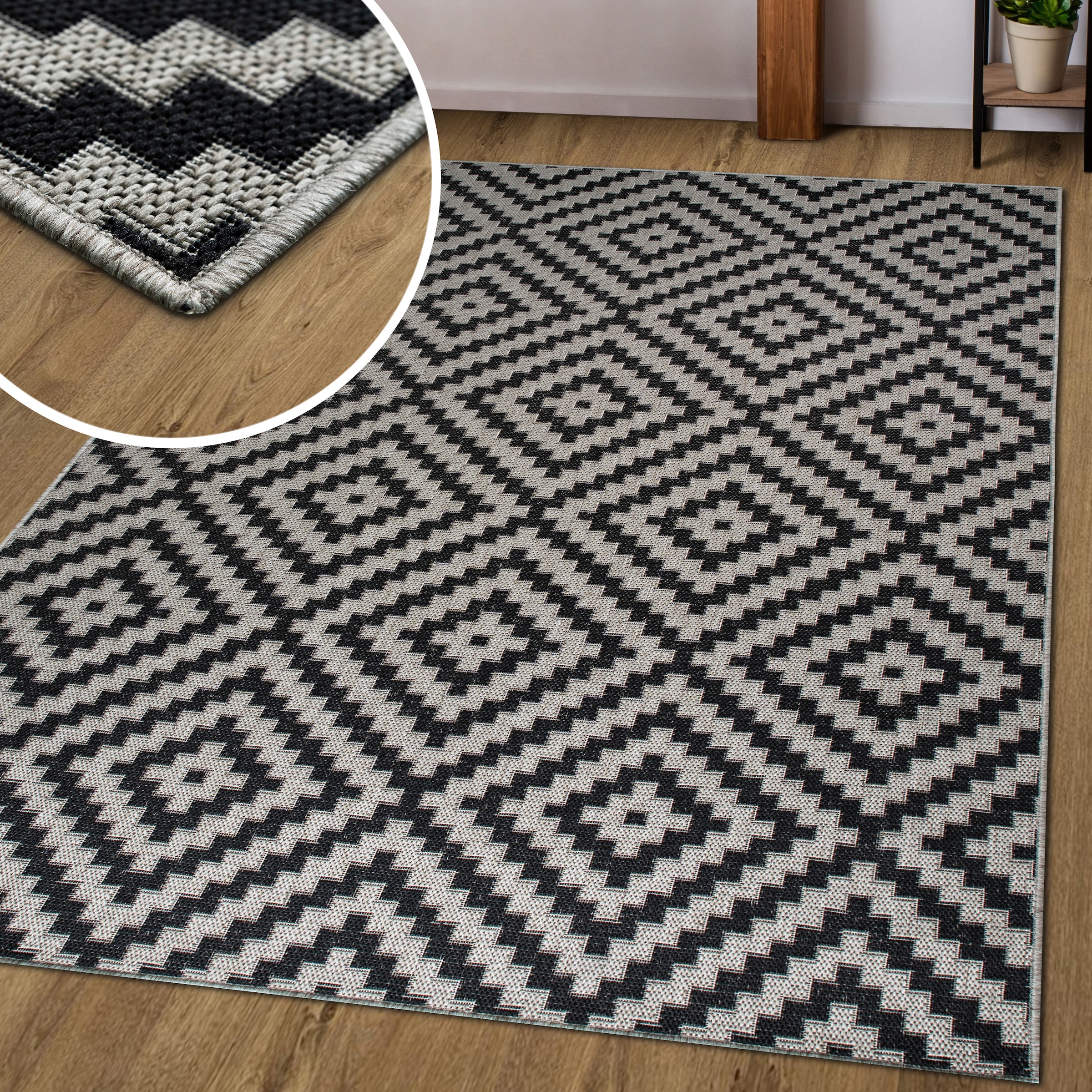 my home Teppich »Cordoba auch als Läufer erhältlich« rechteckig 3 mm Höhe In- und Outdoor geeignet, Sisal-Optik, Wetterfest & UV-beständig, Boho