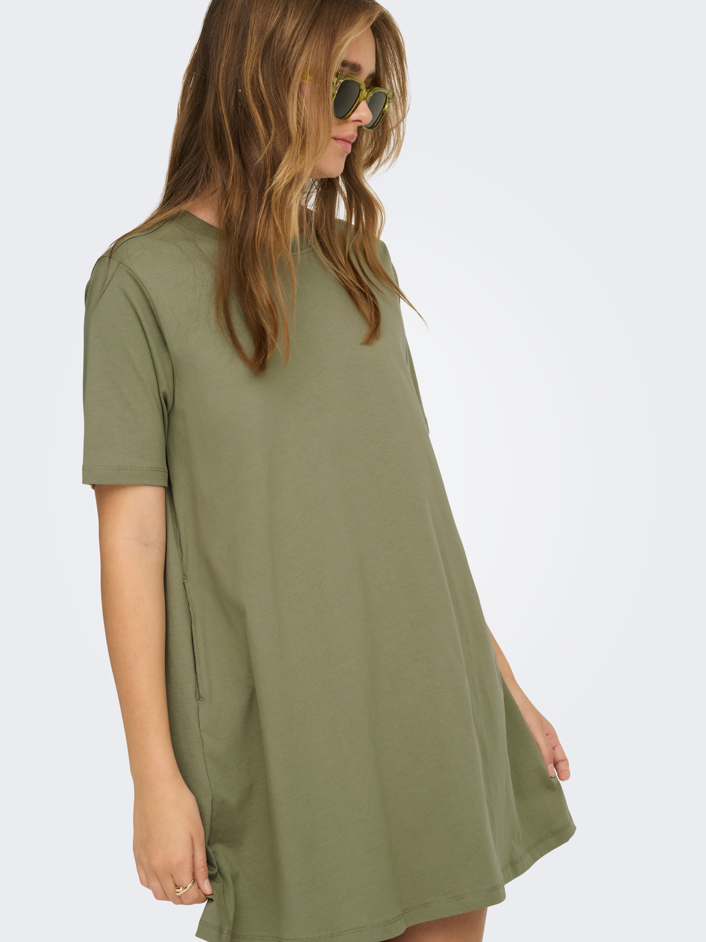 ONLY Mini-robe »ONLMARA S/S POCKET DRESS JRS NOOS« Coton, oversize, col rond
