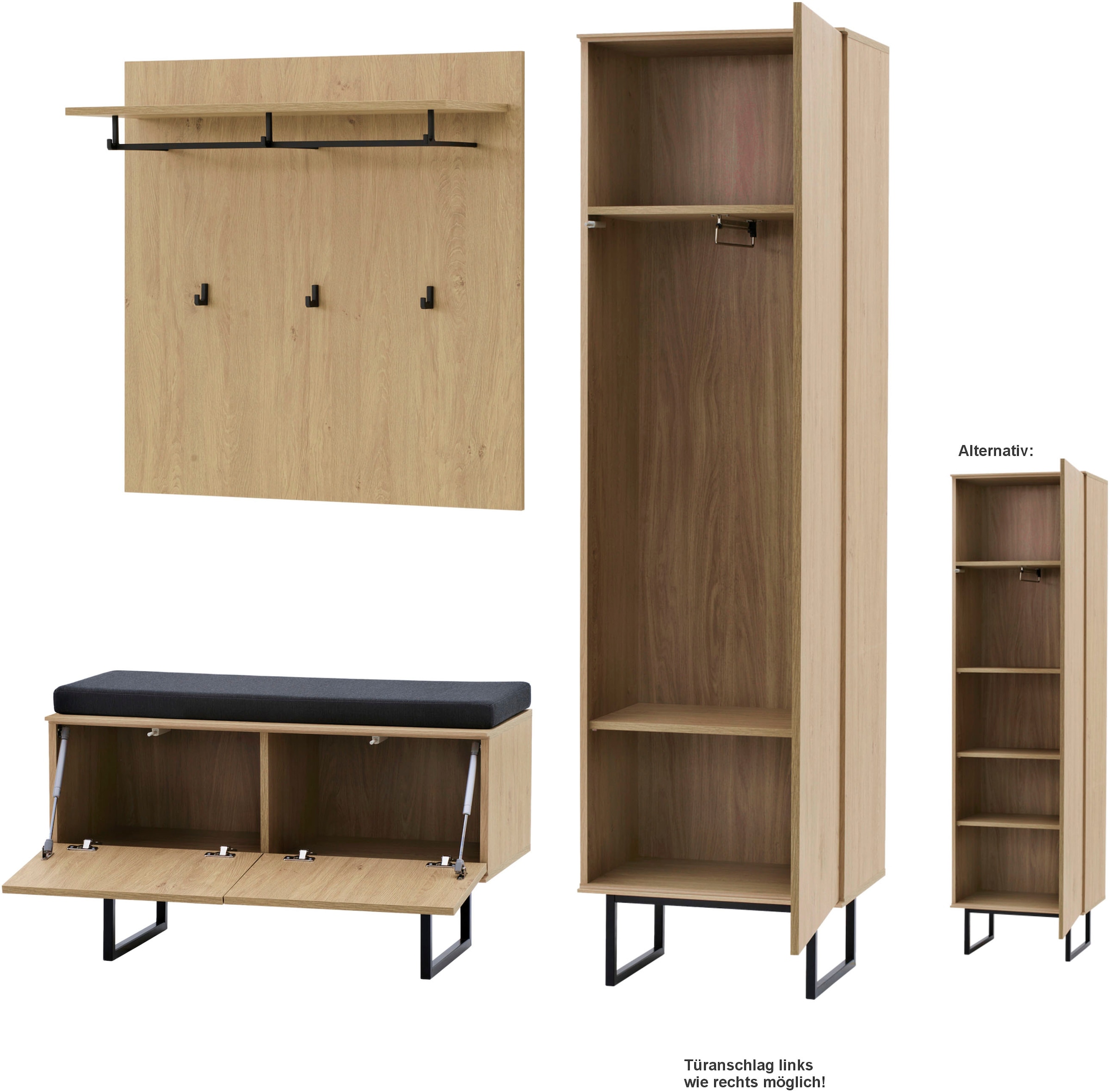 Home affaire Garderoben-Set »Lund, moderne Garderobe, Komplettset mit viel Stauraum« Set, 3 Stk. tlg.