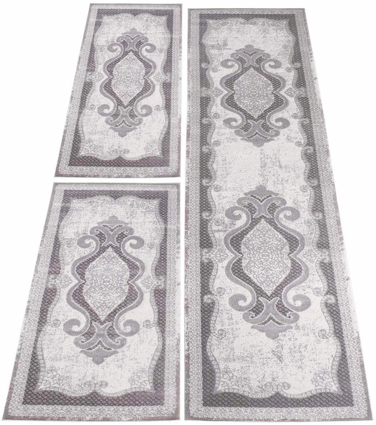 Image of Carpet City Bettumrandung »Platin 7741«, (3 tlg.), Bettvorleger, Ornamente, Glänzend durch Polyester, Läufer-Set für Schlafzimmer bei Ackermann Versand Schweiz
