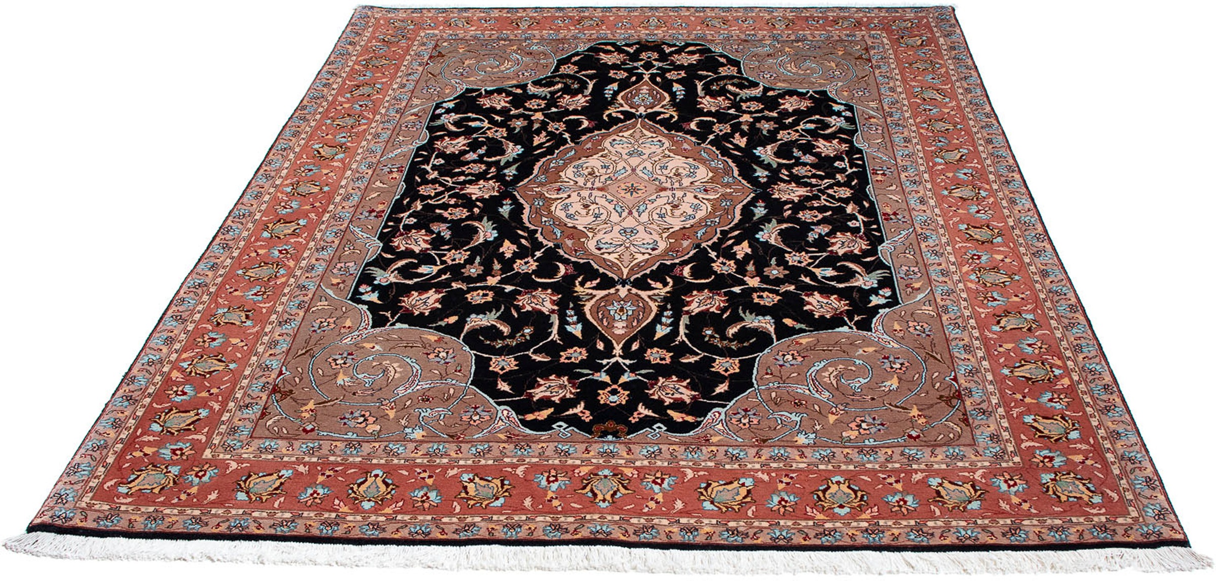 Image of morgenland Orientteppich »Perser - Täbriz - Royal - 201 x 155 cm - dunkelblau«, rechteckig, 7 mm Höhe, Wohnzimmer, Handgeknüpft, Einzelstück mit Zertifikat bei Ackermann Versand Schweiz