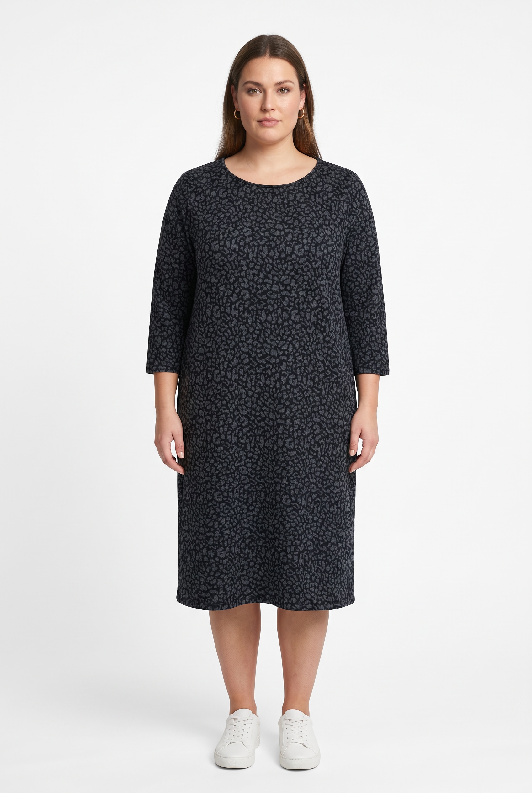 Image of ONLY CARMAKOMA Druckkleid "CARMARRY MARTHA 3/4 MIDI DRESS JRS" Kunstfaser