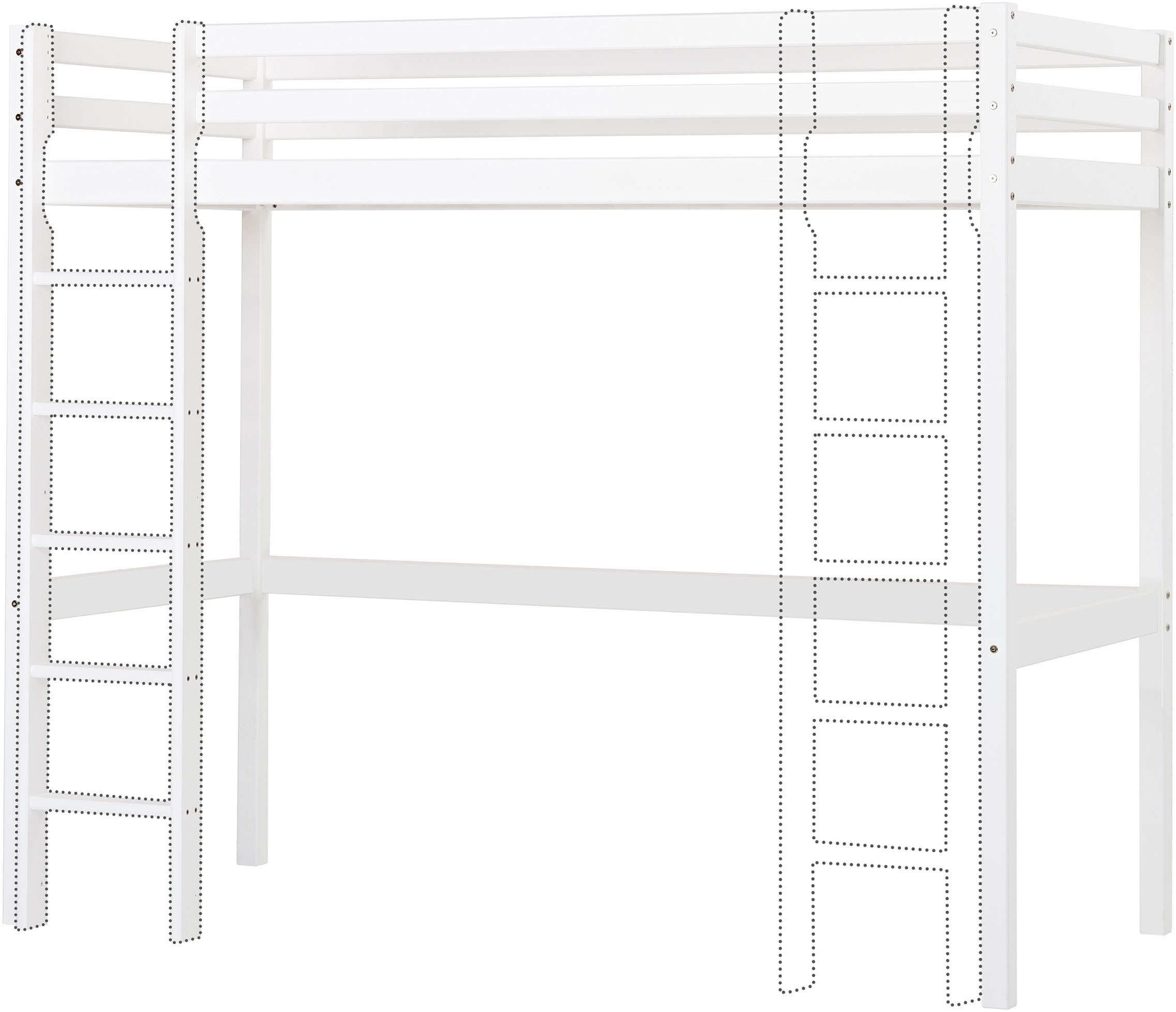 Hoppekids Hochbett »ECO Dream« 90x200 Massiv, umbaubar zum Einzelbett