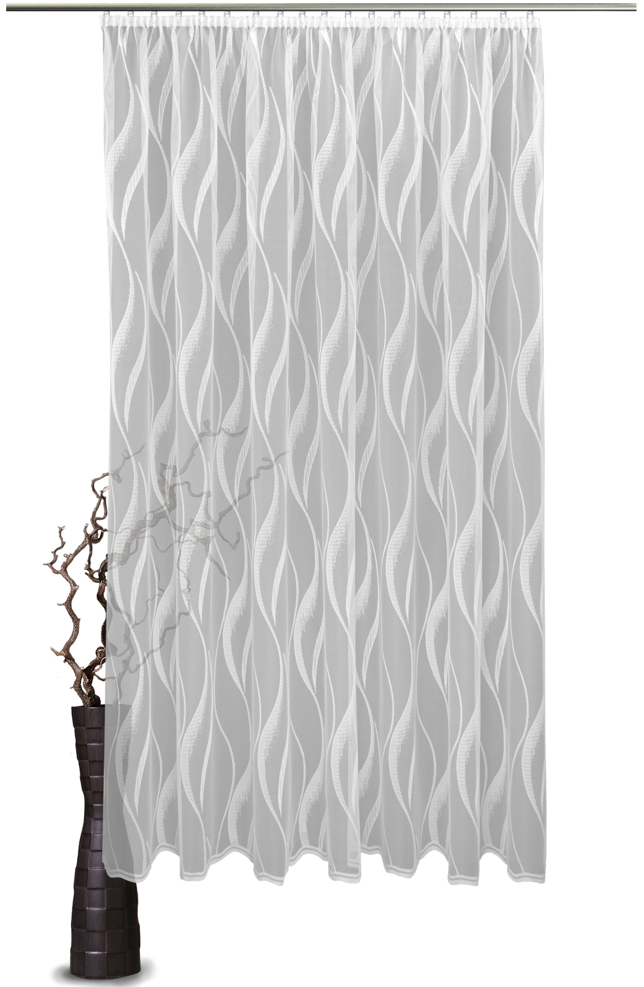 Image of VHG Gardine »Moni«, (1 St.), Stores, Fertigmass, Bogenkante, floral, gemustert, transparent, weiss, monochrom, Jacquard, gewirkt, verschiedene Grössen bei Ackermann Versand Schweiz