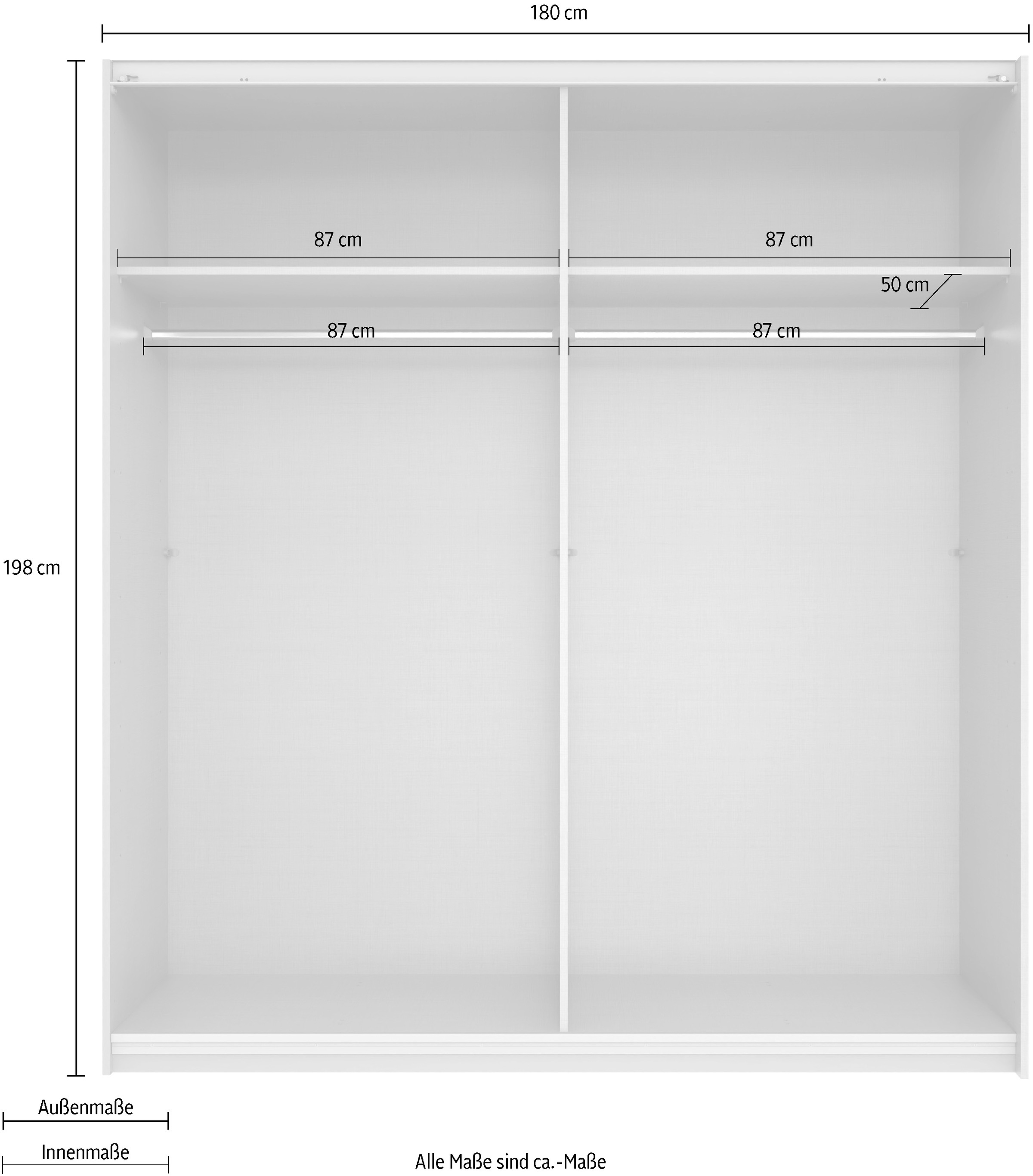 Wimex Schwebetürenschrank »ABERDEEN in der Breite 180cm, mit farblichen Glaselementen«
