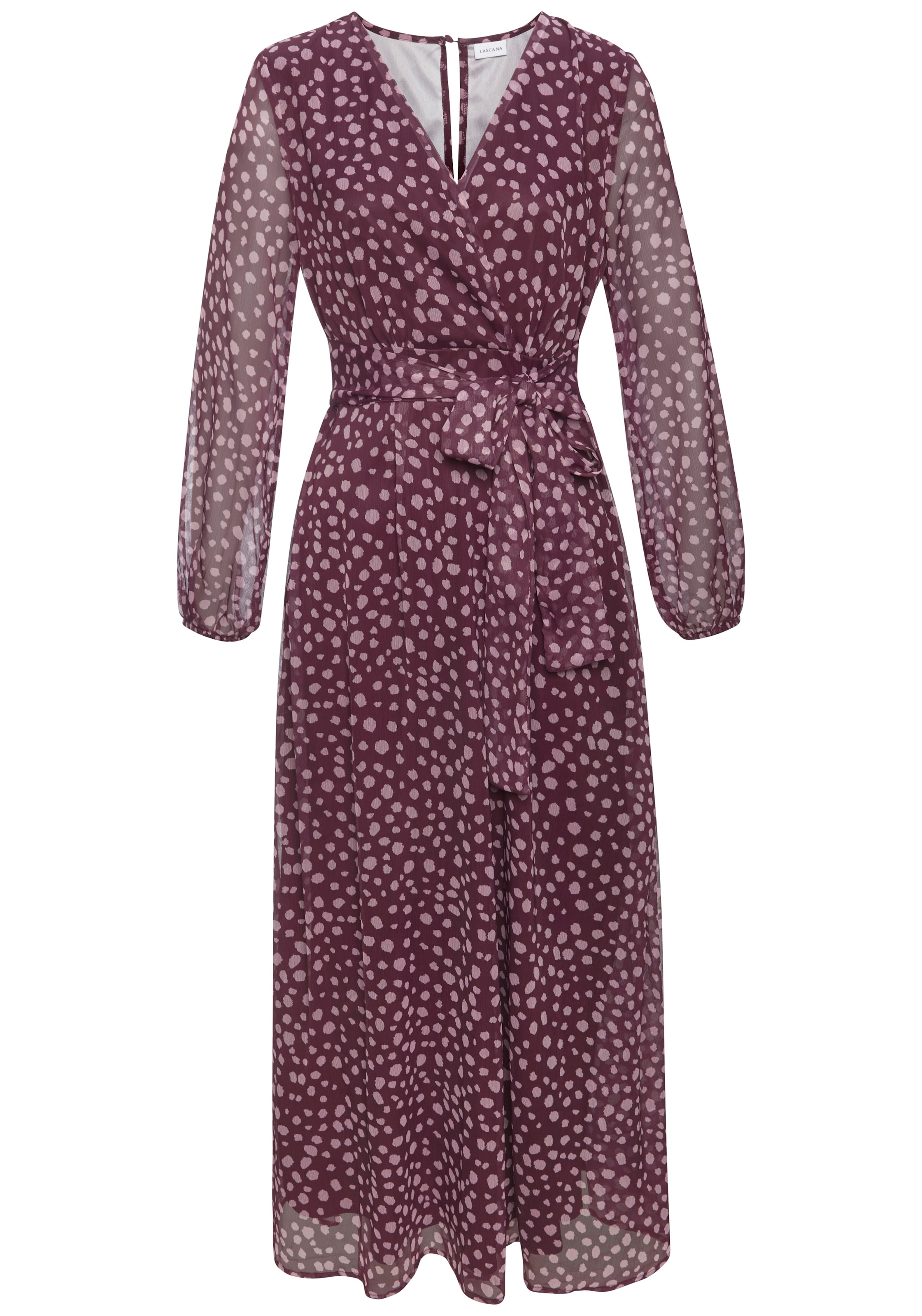LASCANA Maxi robe Sans poches avec ceinture à nouer, robe maxi élégante en chiffon