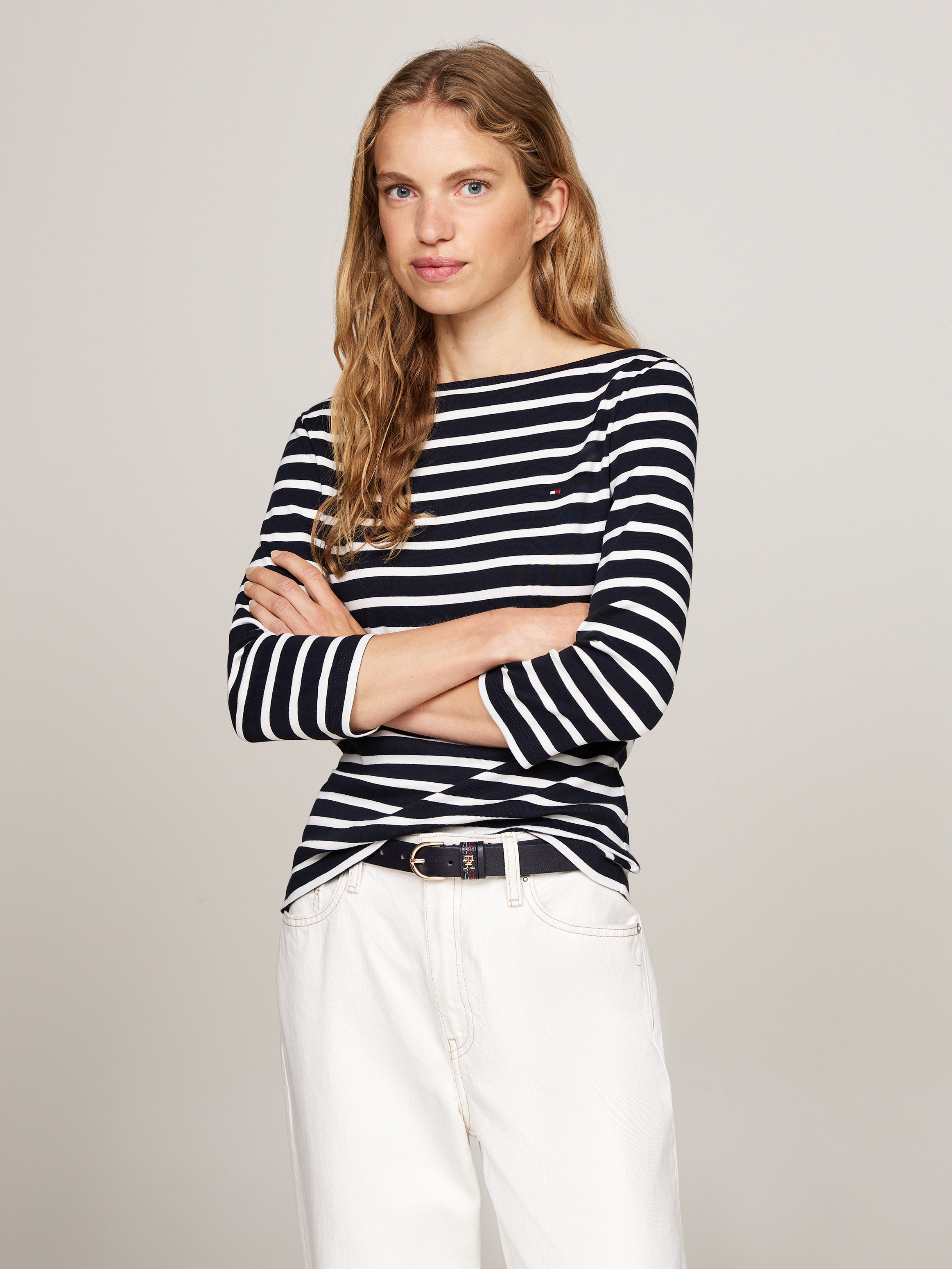 Image of Tommy Hilfiger 3/4-Arm-Shirt "NEW CODY BOAT-NECK" Baumwolle, U-Boot-Ausschnitt, Slim Fit