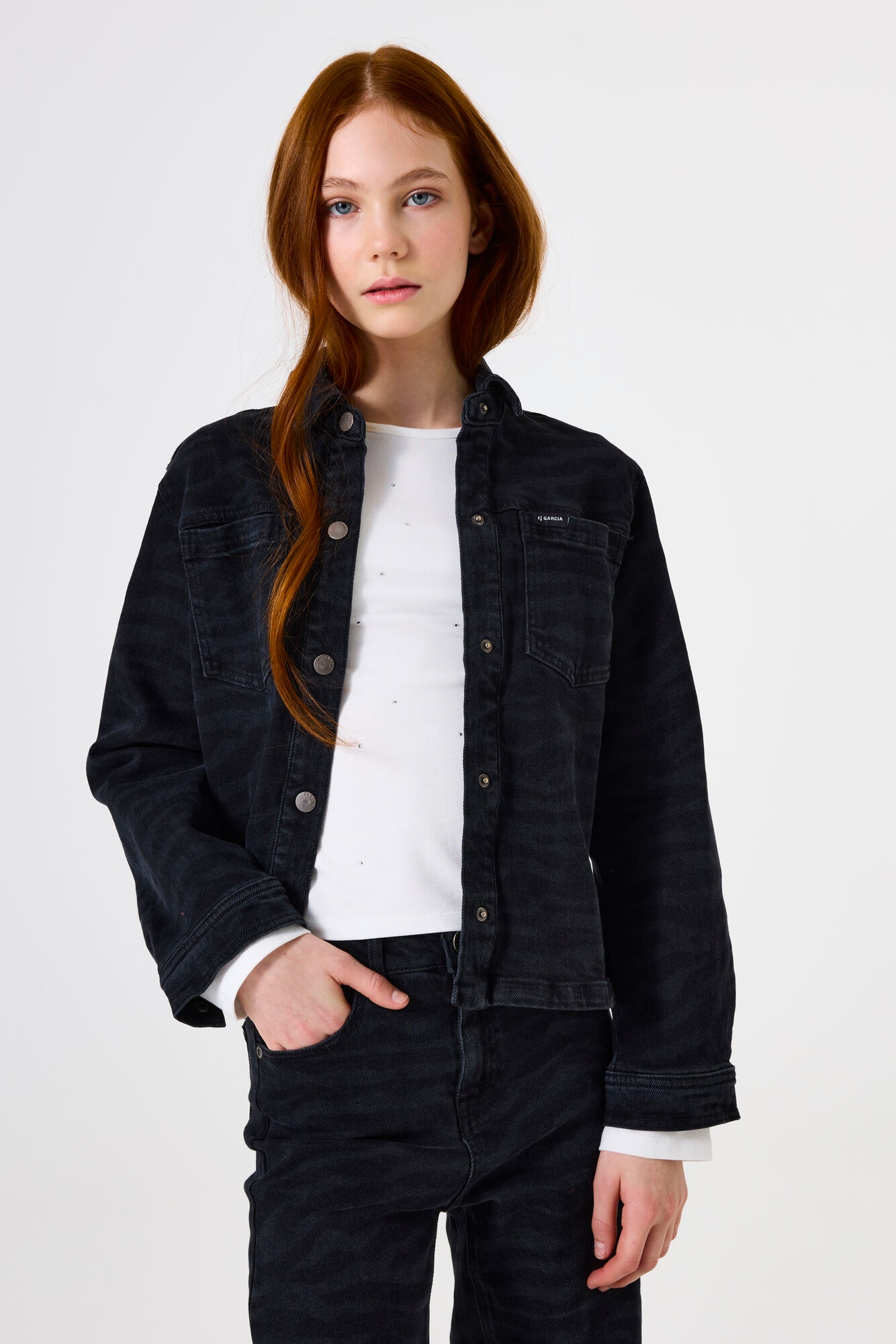 Image of Garcia Jeansjacke "colbert + gilet" mit All-Over Print for GIRLS