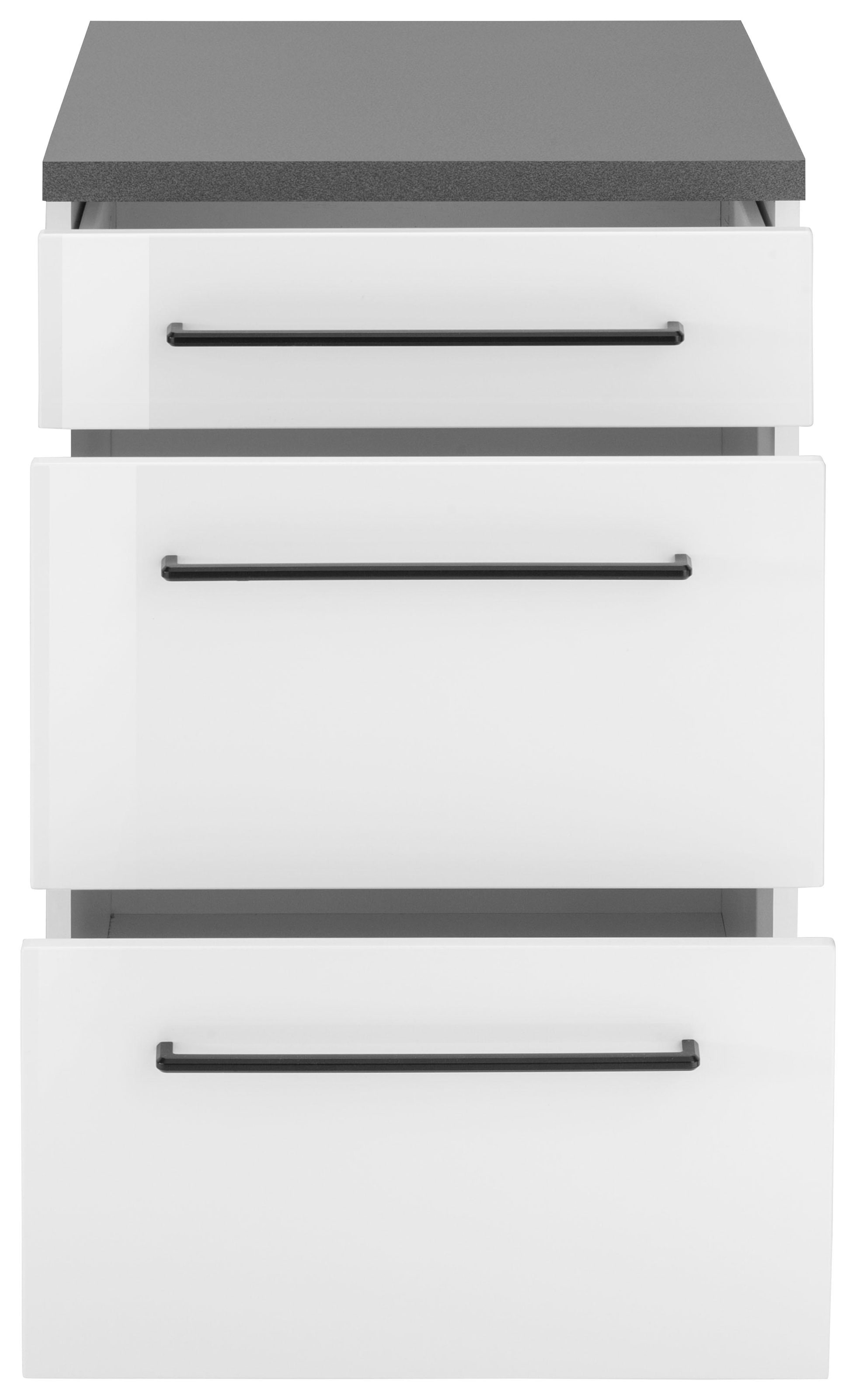 KOCHSTATION Unterschrank »KS-Tulsa«, 50 cm breit, 1 Schubkasten, 2 grosse Auszüge, Metallgriff, MDF Front