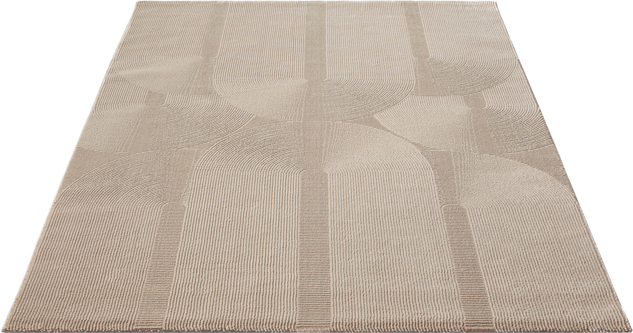 merinos Teppich »Sign 1904«, rechteckig, 12 mm Höhe, Hoch Tief Struktur, Geometrisch, 100% recyceltem Polyester, Wohnzimmer