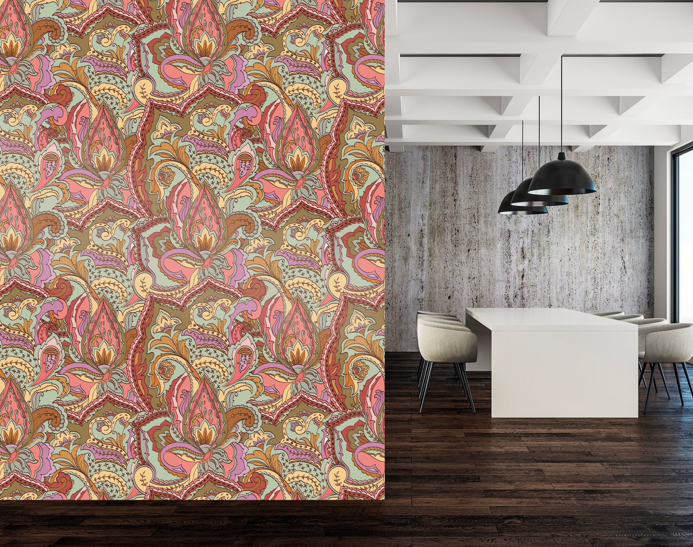 queence Papier peint vinyle »Ariana« abstrait | imprimé 90x250cm, selbstklebend, kinderleichte Anbringung, , Sticker