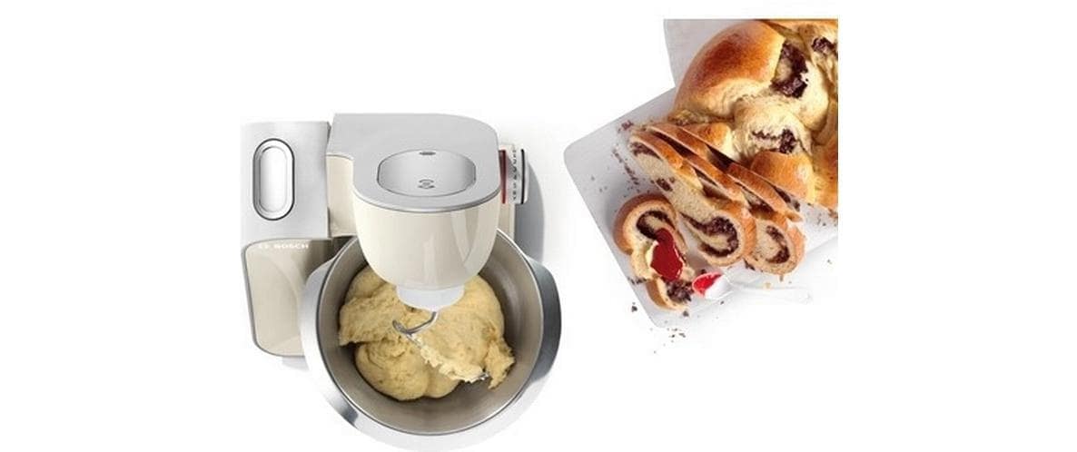 BOSCH Küchenmaschine »Serie 4 MUM58L20, Durchlaufschnitzler, Mixer, grau« 3 Scheiben, Schüssel, Knethaken/Rühr-/Silikonbesen, spülmaschinenfest