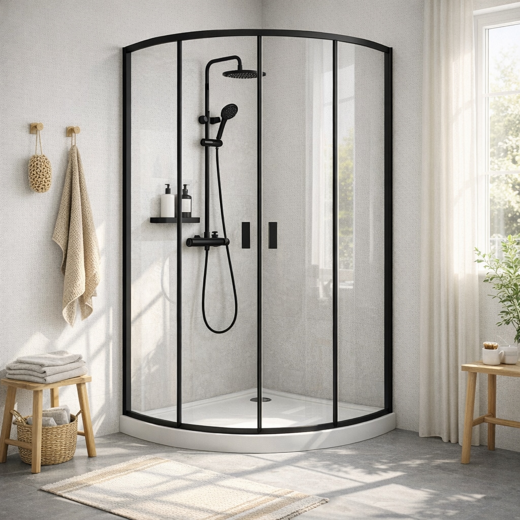 welltime Douche ronde »Summer« Hauteur 190 cm, 6mm ESG, Easy Clean, système de roulettes amélioré