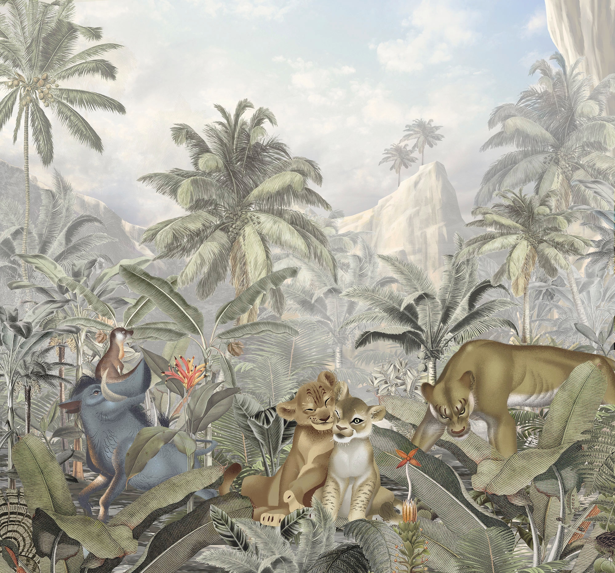 Image of Komar Vliestapete "Digitaldruck Vlies - Lion King Mountains - Grösse 300 x 280 cm" bedruckt glatt Kinderzimmer