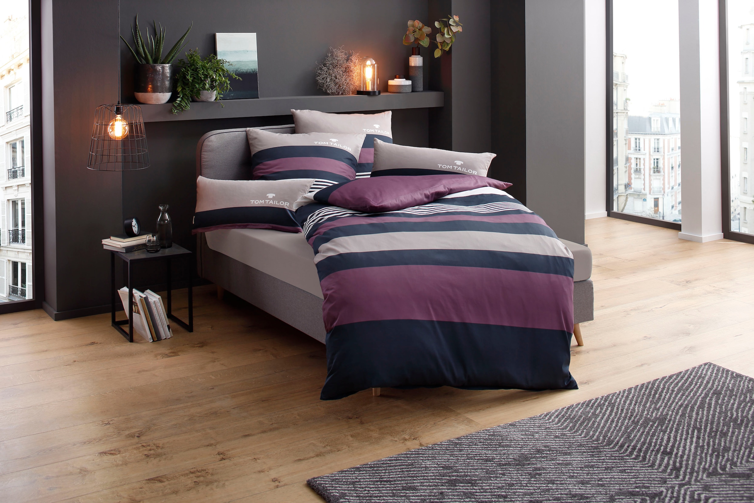 TOM TAILOR HOME Bettwäsche »Carl in Gr. 135x200 oder 155x220 cm«, mit GRATIS-Zugabe: Spannbettlaken, 100% Baumwolle, mit Reissverschluss