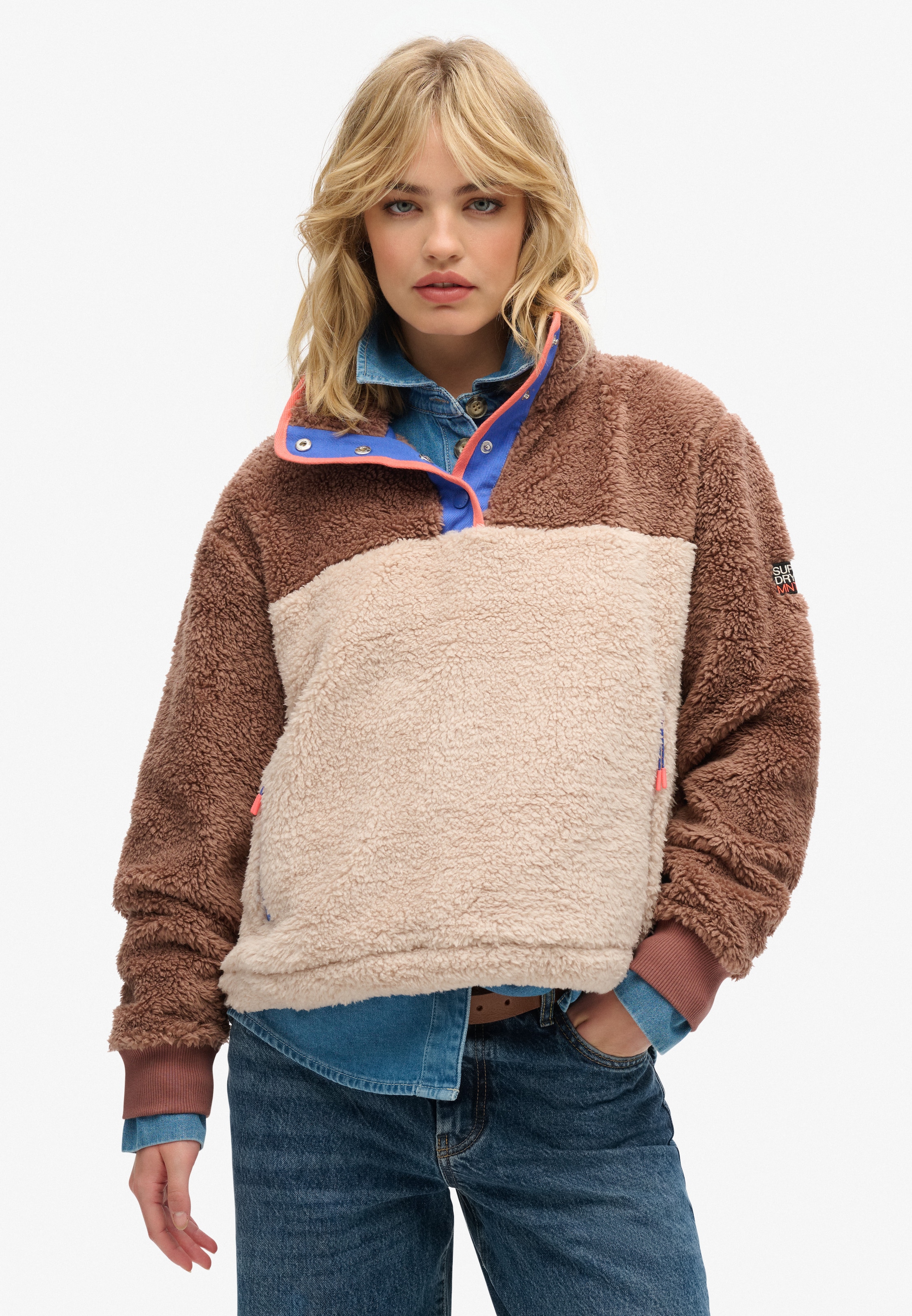 Image of Superdry Sweatshirt "SUPER SOFT MASH UP HALF ZIP", Kunstfaser, oversize