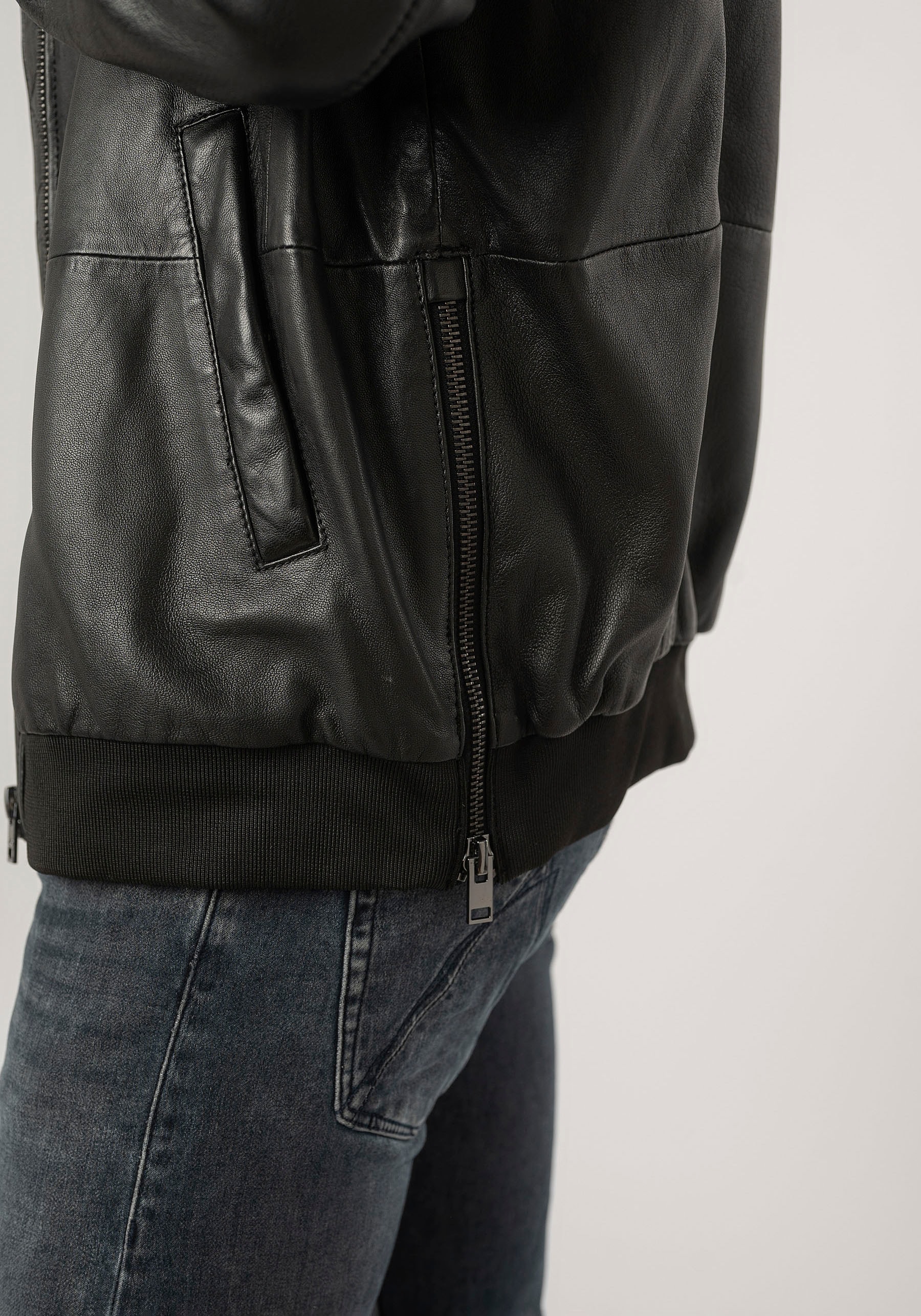 Mauritius Lederjacke »2Mkaira OS«, mit Reissverschluss, Strickbündchen, Ärmeltasche