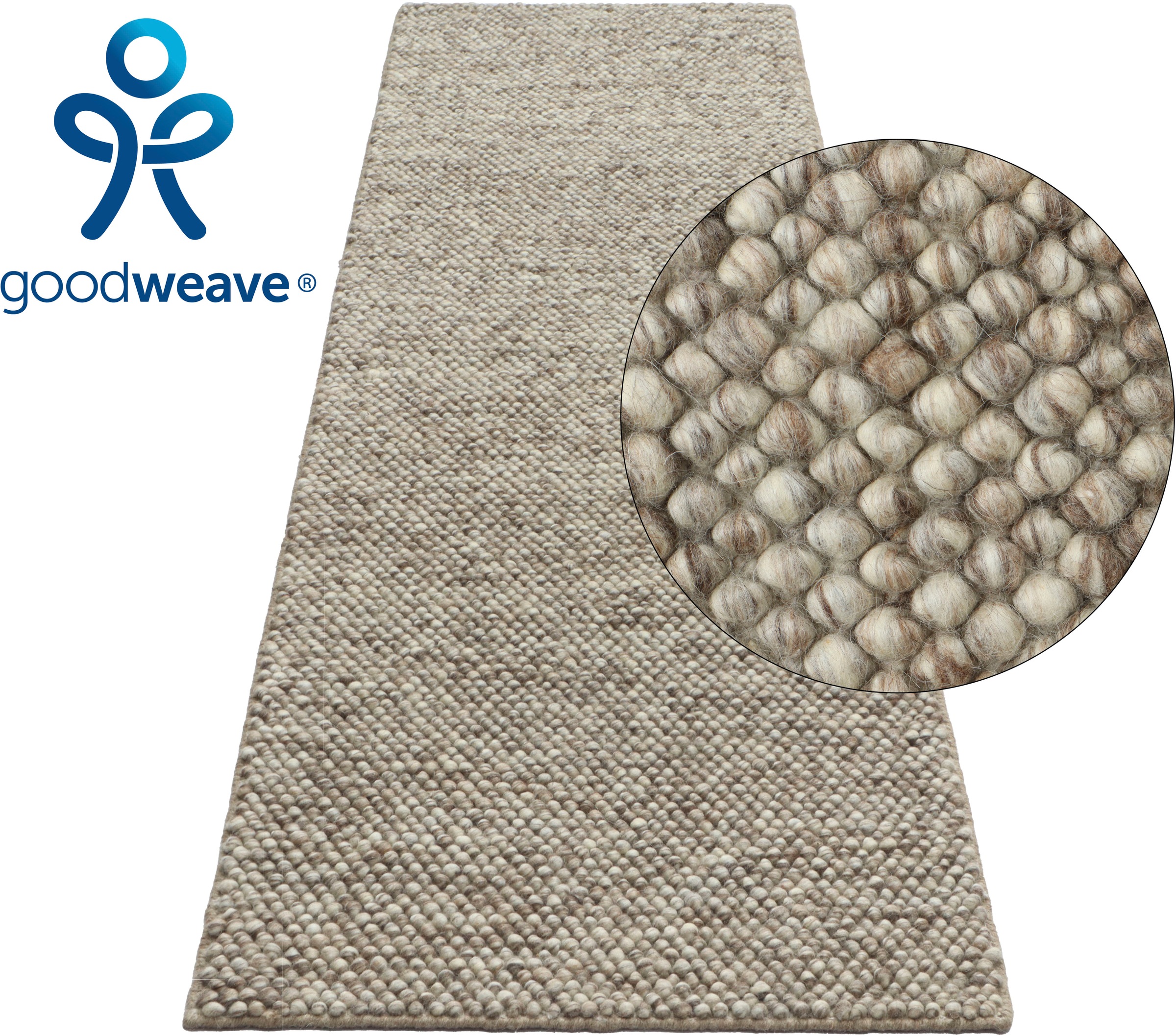 GOODproduct Läufer »Wolly, handgewebt, Handweb Teppich« rechteckig 14 mm Höhe Wolle, Brücke, Flur, Schlafzimmer, Wohnzimmer