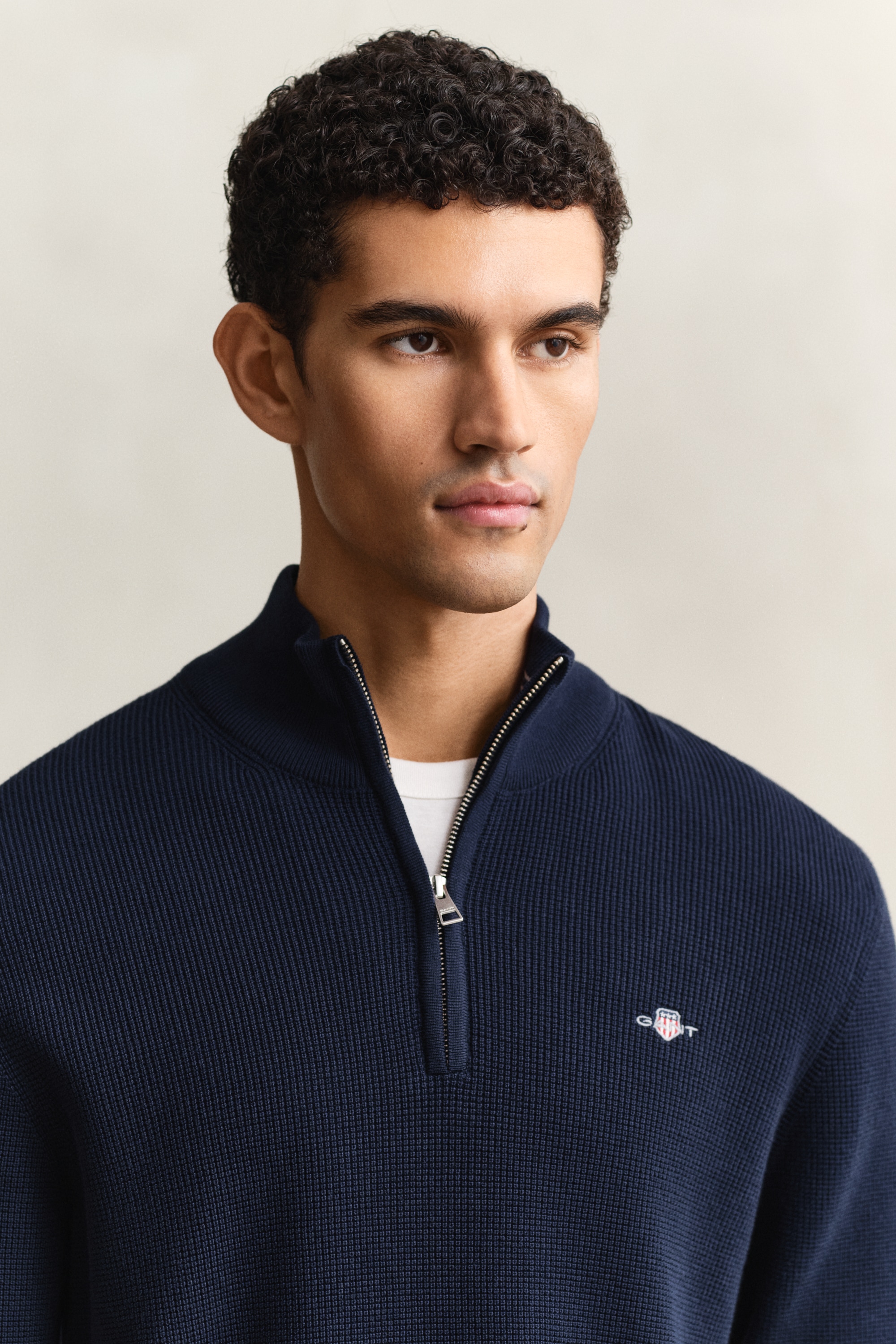 Gant Troyer »MICRO TEXTURED COTTON HALF ZIP« Regular fit avec col Troyer