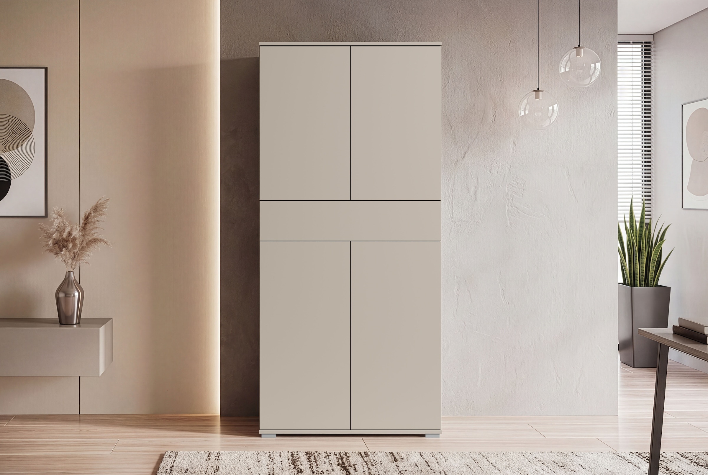 GOODproduct Aktenschrank »Kenia, Stauraumschrank 80 cm breit mit Schublade« 1 Stk. tlg. Griffloses Design mit Push-to-Open und verstellbaren Einlegeböden