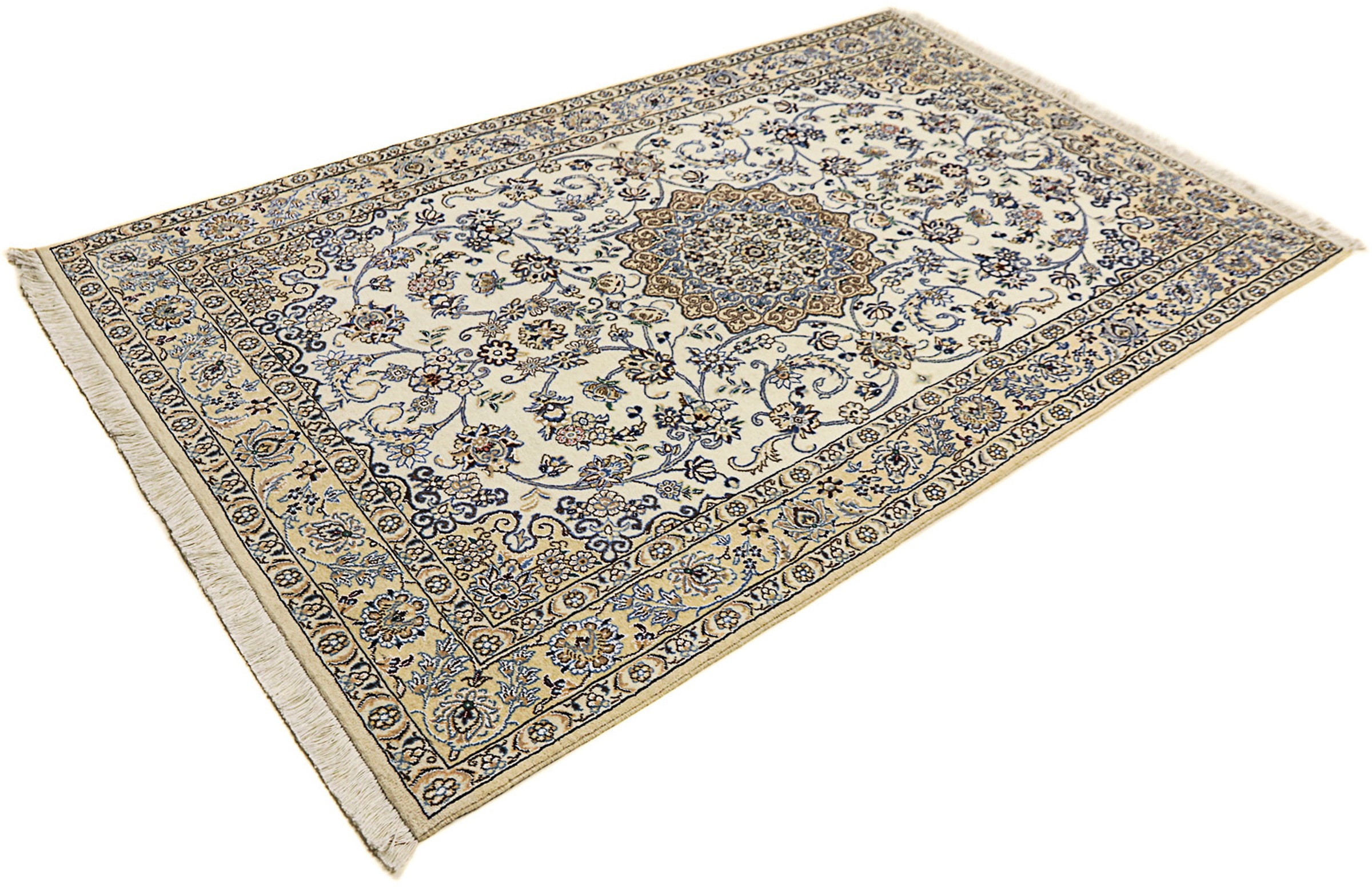 Image of morgenland Orientteppich »Perser - Nain - Royal - 211 x 133 cm - beige«, rechteckig, 10 mm Höhe, Wohnzimmer, Handgeknüpft, Einzelstück mit Zertifikat bei Ackermann Versand Schweiz