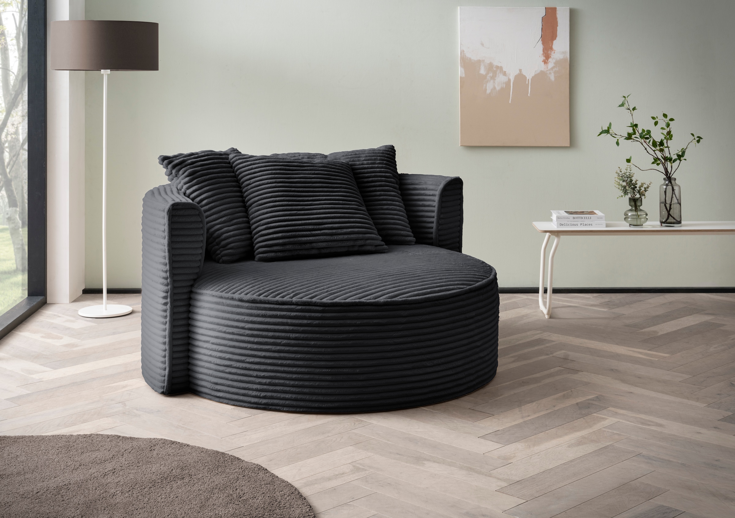 LeGer Home by Lena Gercke XXL-Sessel »Isalie, Sessel in modernen Farben, Lesesessel, Loveseat, Big-Sessel«, trendige Stoffe, mit 3 Zierkissen, grosse Sitzfläche, Hocker optional