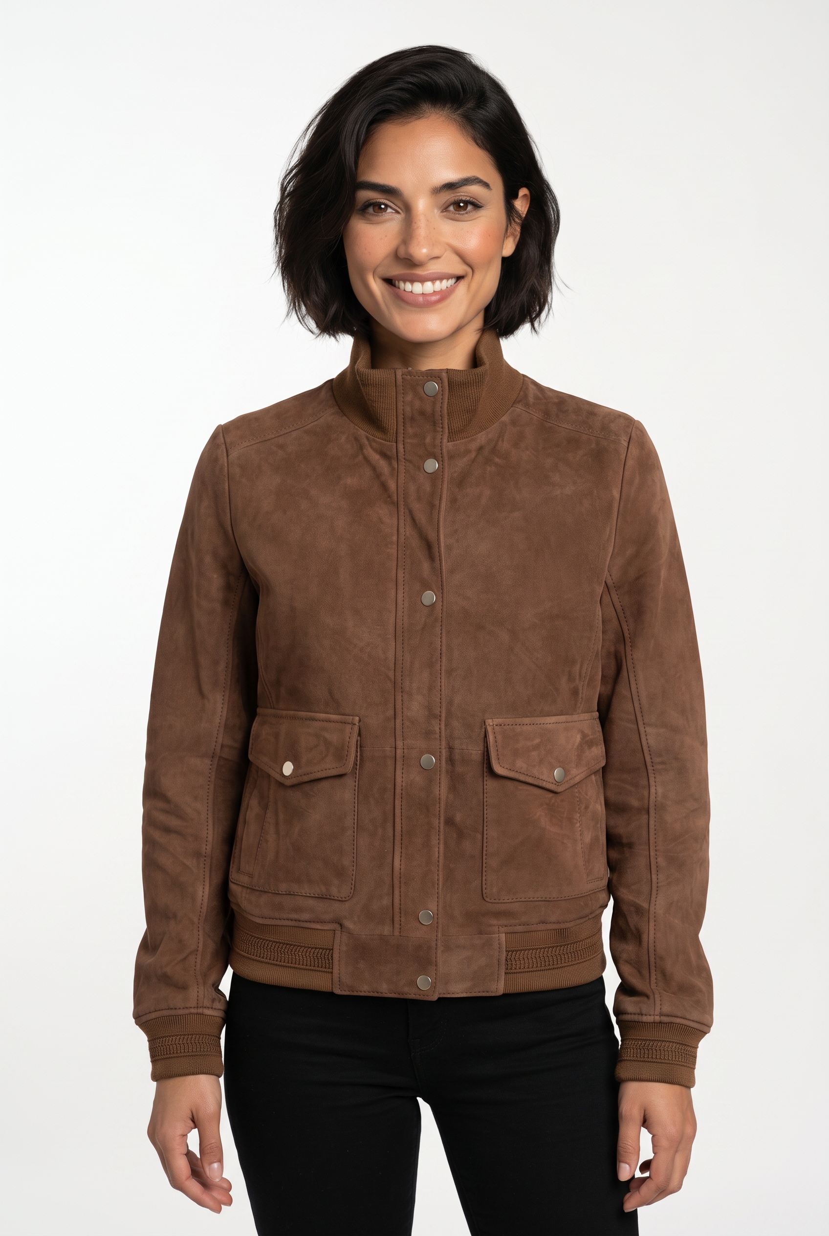 Image of Mauritius Lederjacke "MWDarija" mit geripptem Stehkragen, Wildleder