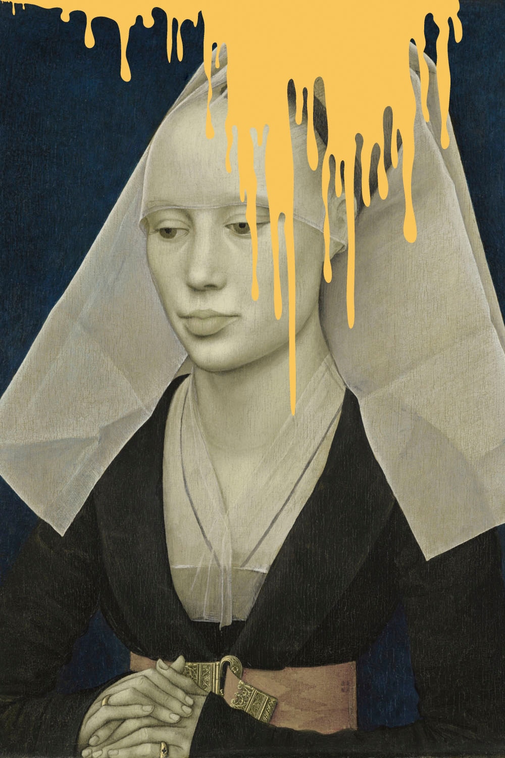 Image of queence Acrylglasbild "Nonne mit Farbklecks" Bilder von Frauen Formen Frau Gemälde Historische Persönlichkeiten Kirche Kunst Religion Fine Art-Print in Galeriequalität