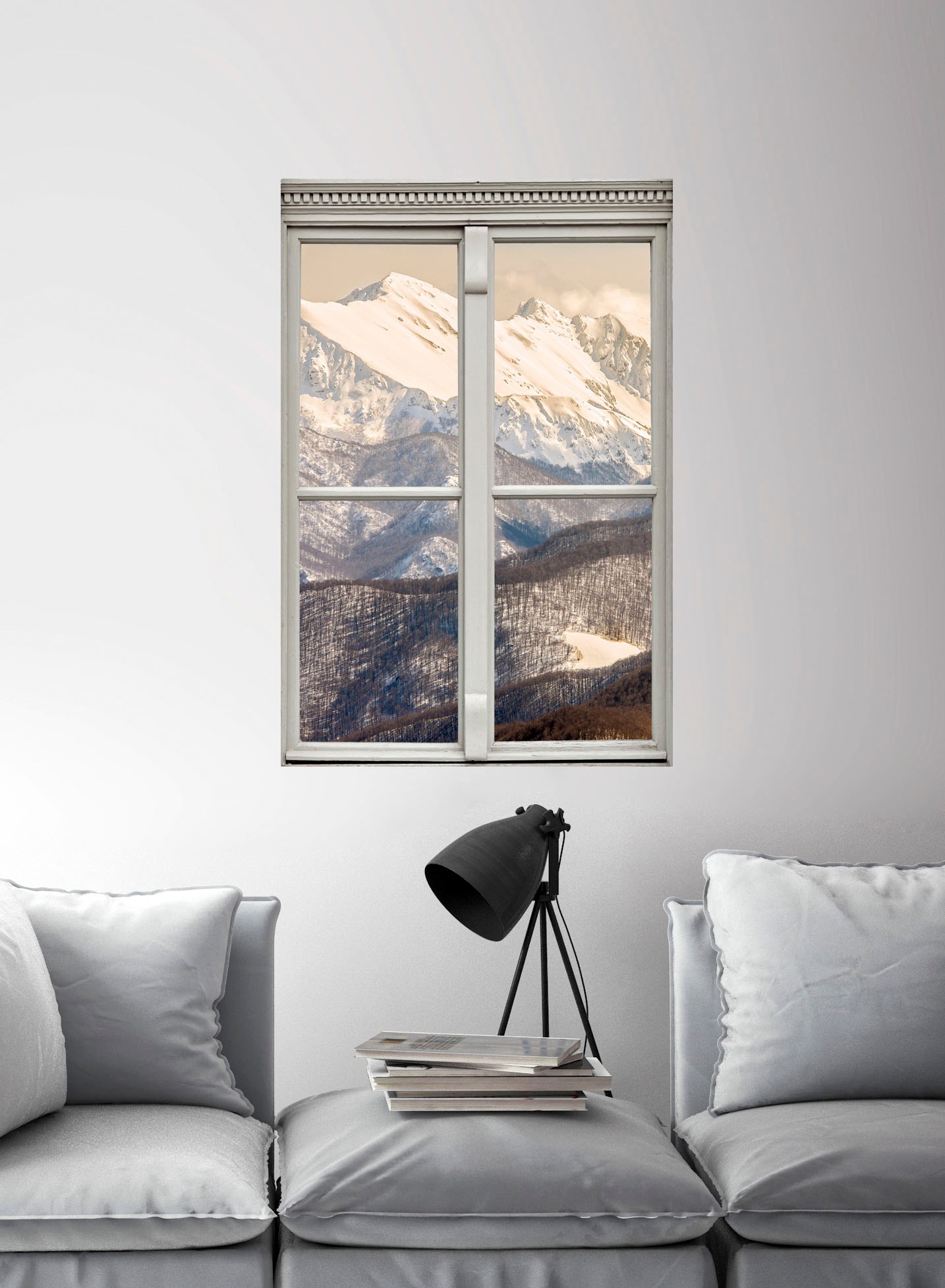 queence Wandsticker »Berge«, Wandsticker, Wandbild, selbstklebend, 3D, Fenster