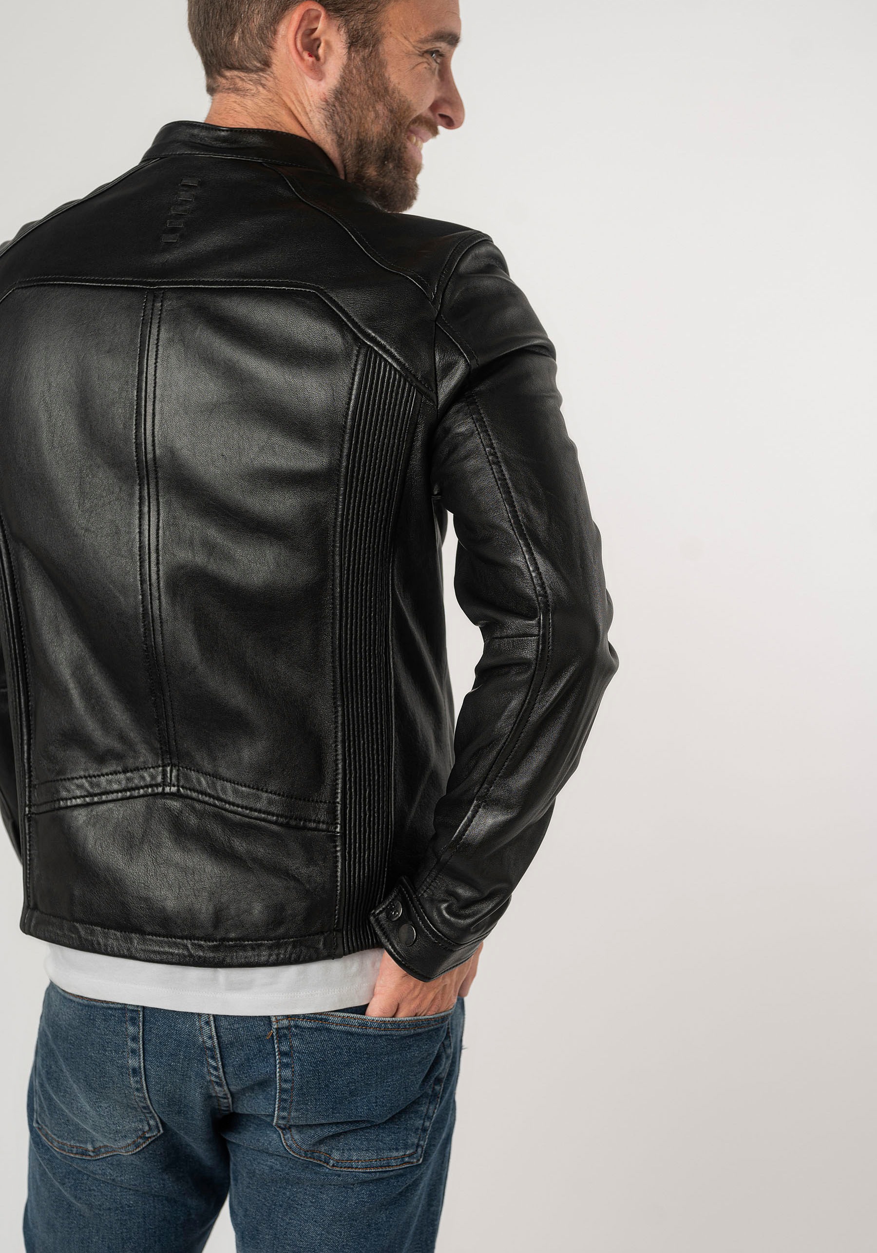Mauritius Lederjacke »2Mtoji SF«, mit Reissverschluss, Zipperdetail, STehkragen Ziernähte